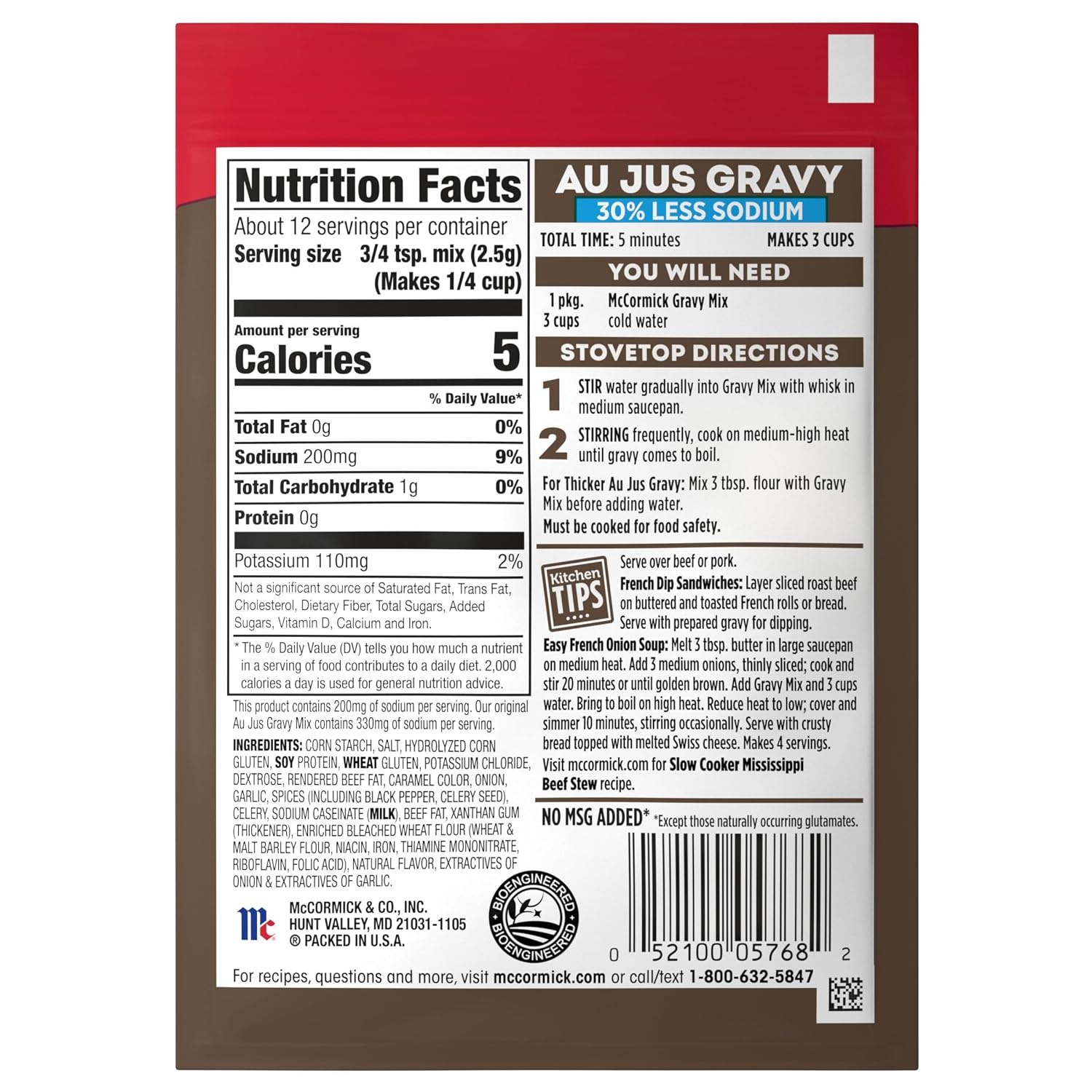 image:imageMcCormick 30 Less Sodium Au Jus Gravy Mix 1 oz