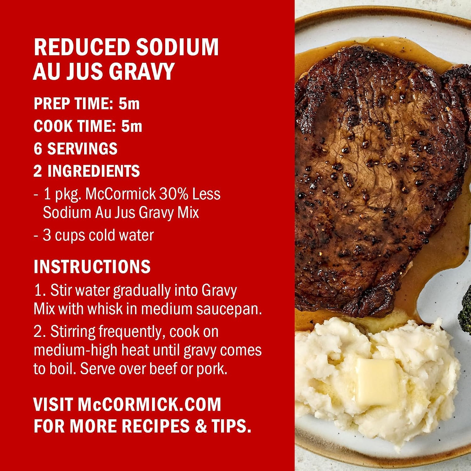image:imageMcCormick 30 Less Sodium Au Jus Gravy Mix 1 oz Pack of 12