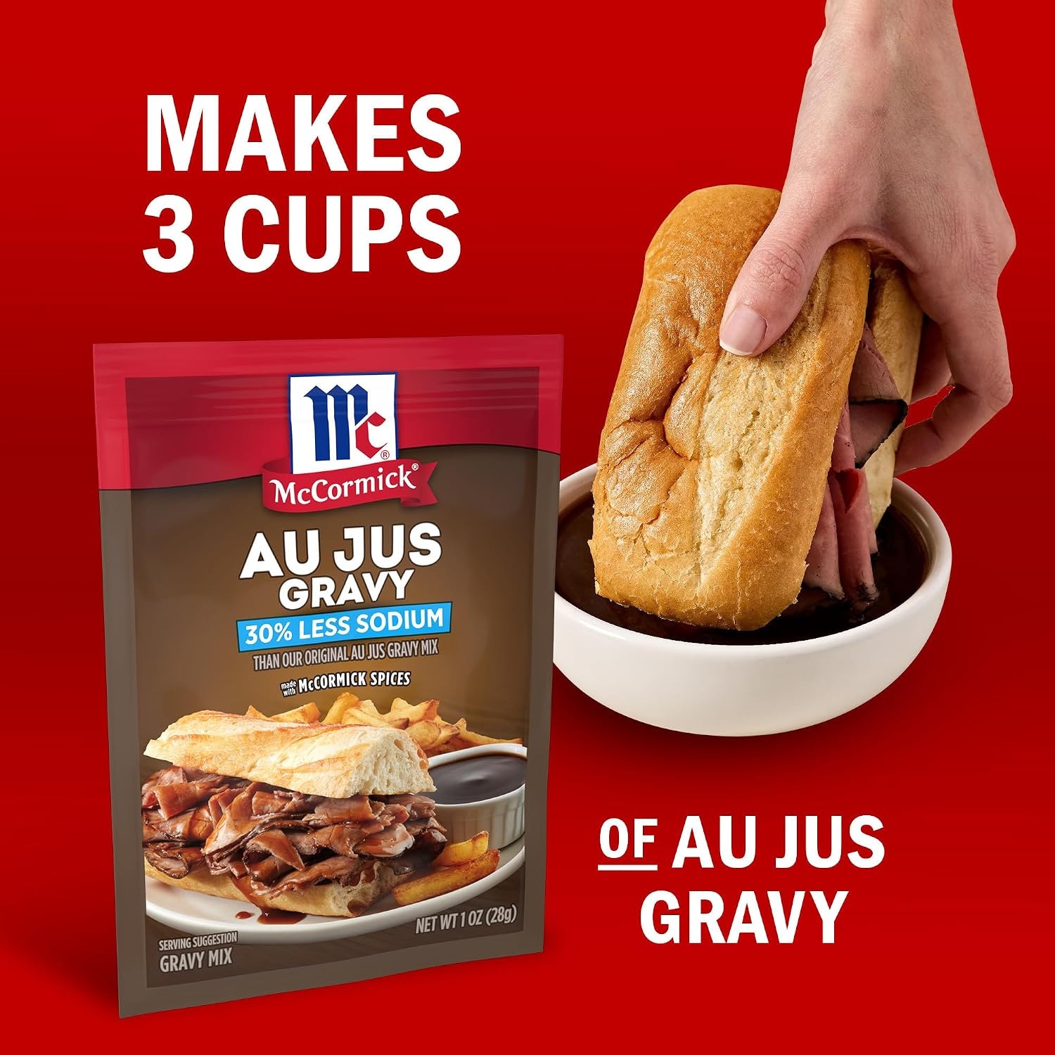 image:imageMcCormick 30 Less Sodium Au Jus Gravy Mix 1 oz Pack of 12