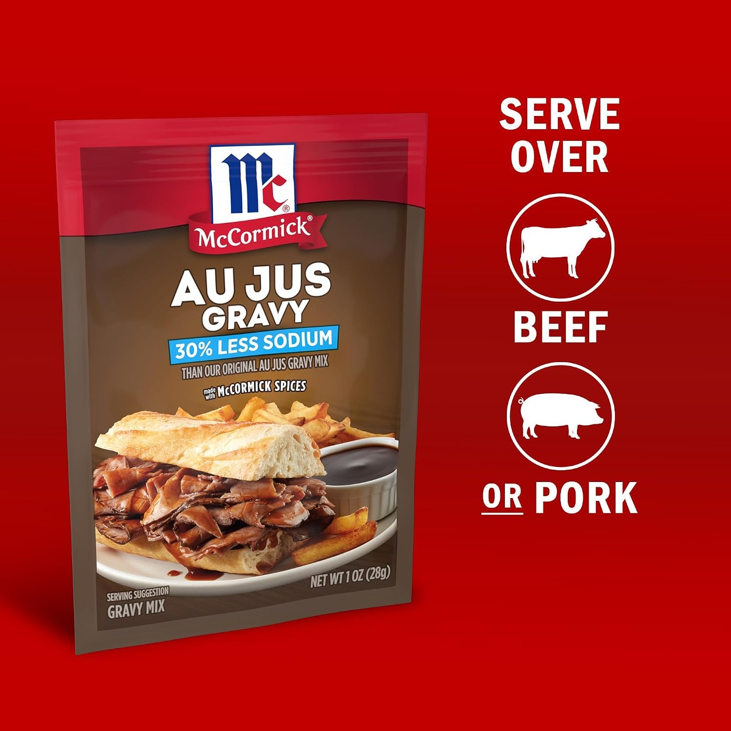 image:imageMcCormick 30 Less Sodium Au Jus Gravy Mix 1 oz Pack of 12