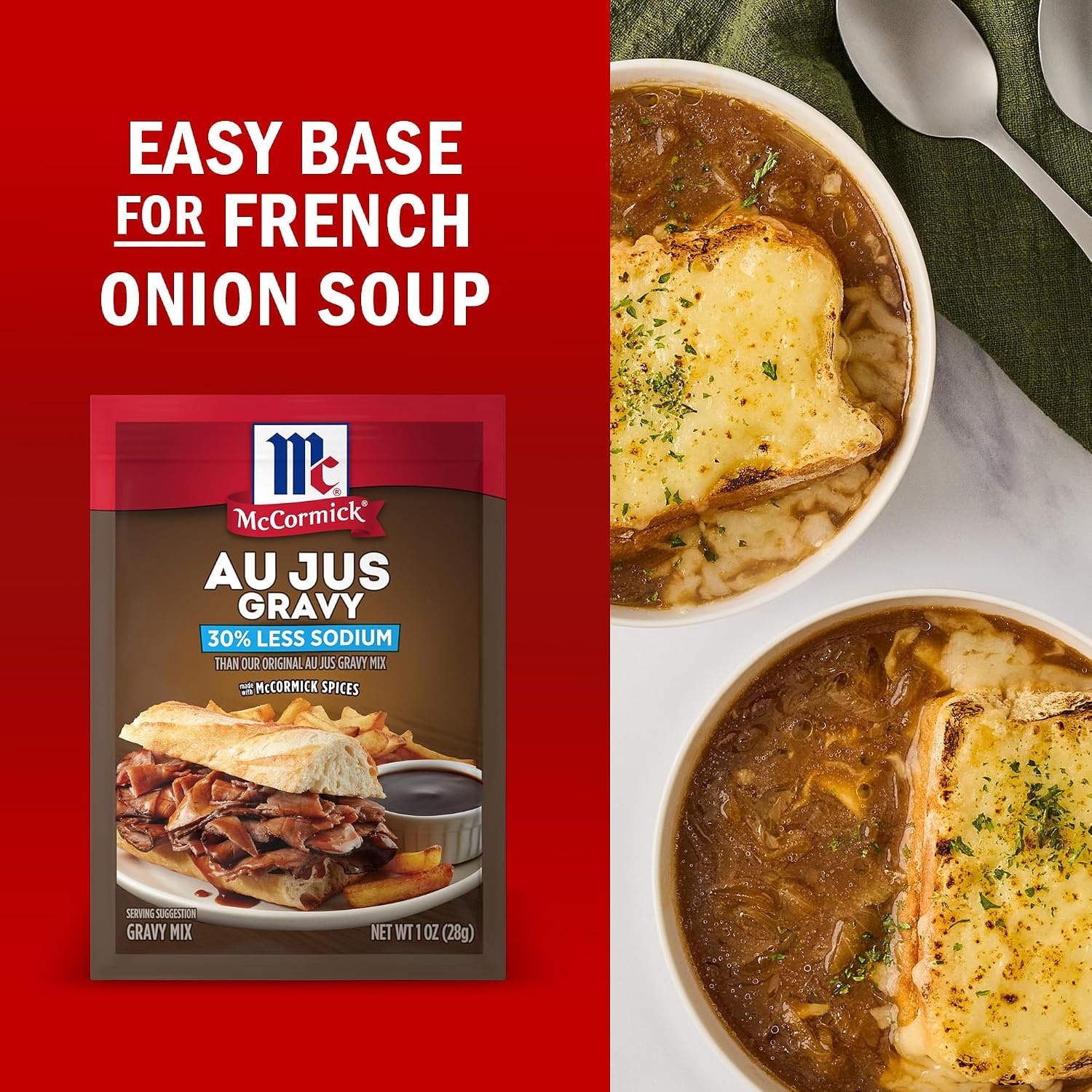 image:imageMcCormick 30 Less Sodium Au Jus Gravy Mix 1 oz Pack of 12