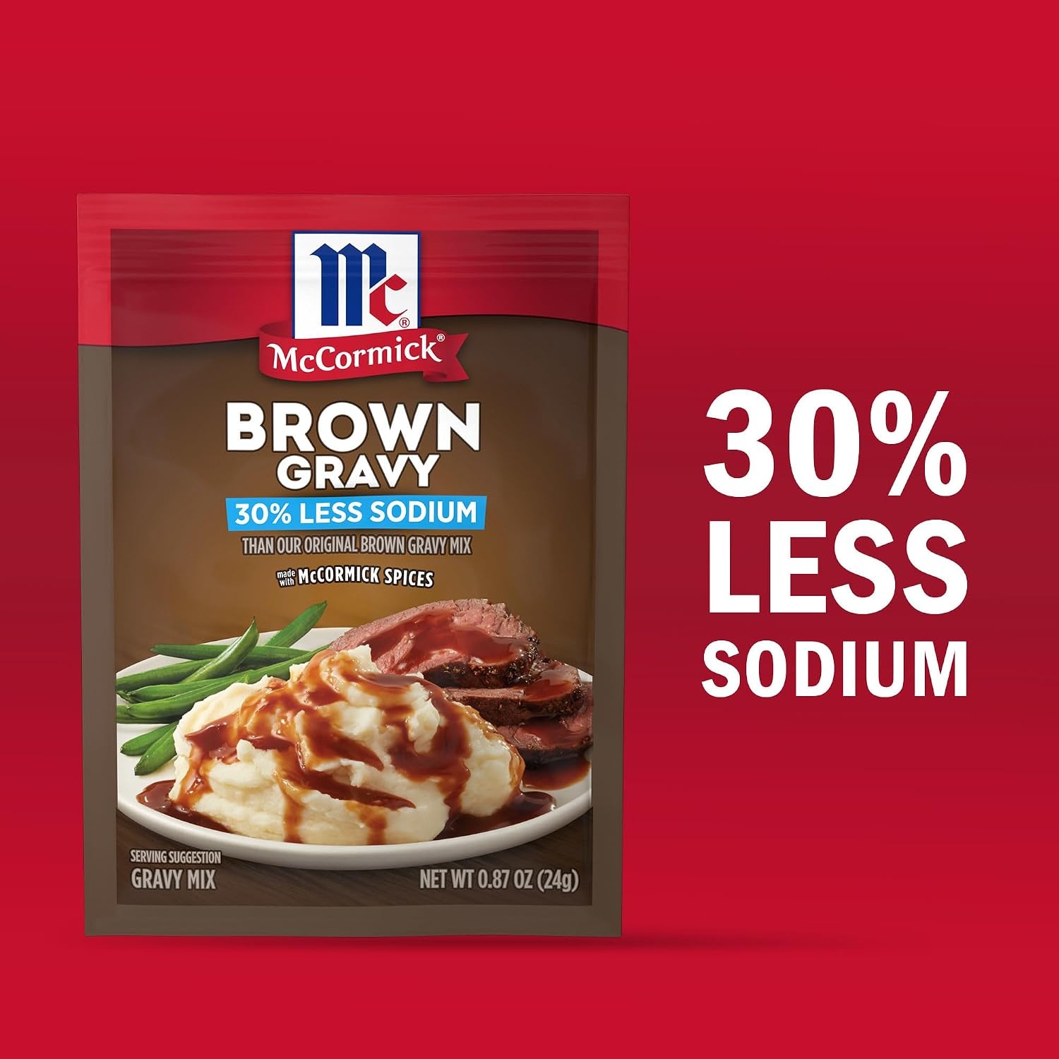 image:imageMcCormick 30 Less Sodium Brown Gravy Mix 087 oz Pack of 12Brown Gravy Mix Less Sodium