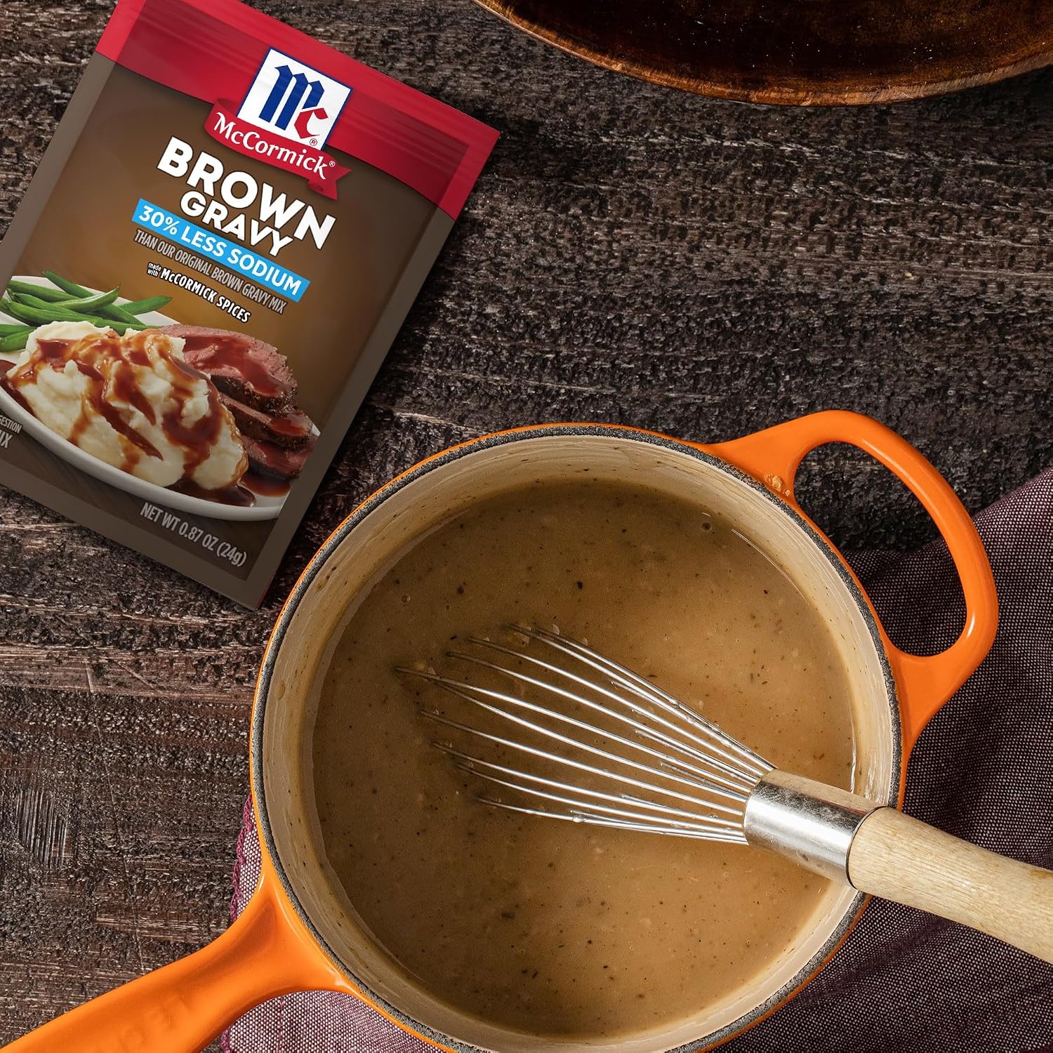 image:imageMcCormick 30 Less Sodium Brown Gravy Mix 087 oz Pack of 12Brown Gravy Mix Less Sodium
