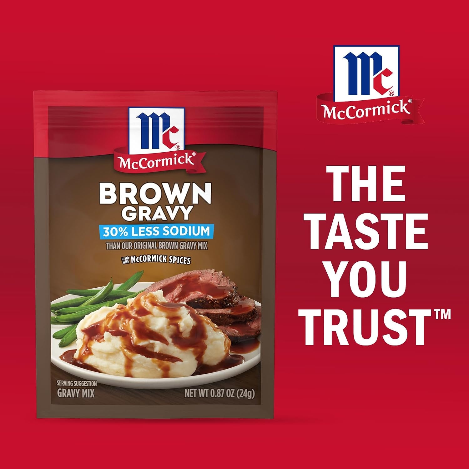 image:imageMcCormick 30 Less Sodium Brown Gravy Mix 087 oz Pack of 12Brown Gravy Mix Less Sodium