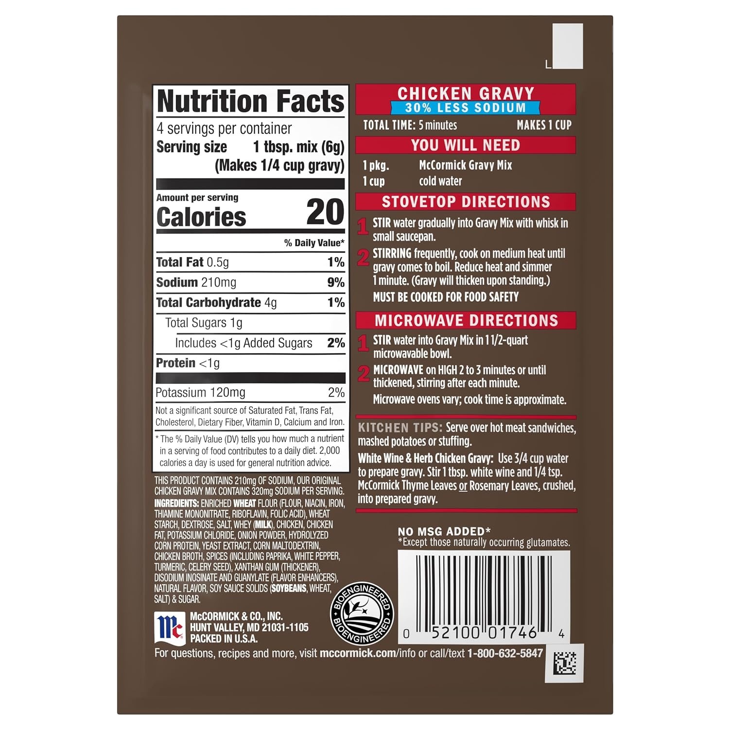 image:imageMcCormick 30 Less Sodium Chicken Gravy Mix 087 oz