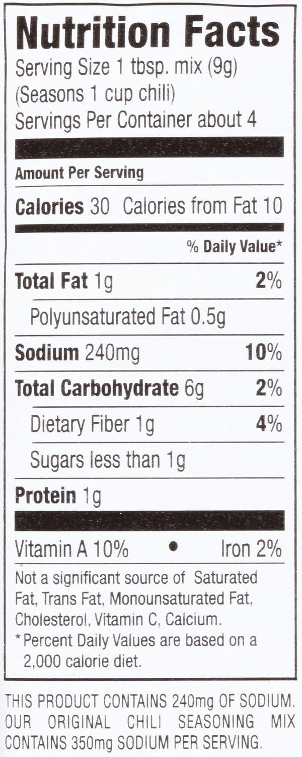image:imageMcCormick 30 Less Sodium Chili Seasoning Mix 125 Ounce Pack of 12 Package May Vary125 Ounce Pack of 12