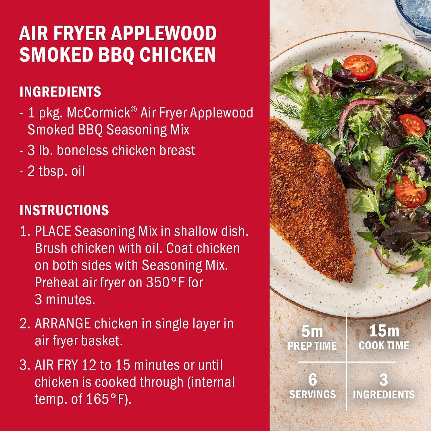 image:imageMcCormick Air Fryer Applewood Smoked BBQ Seasoning Mix 125 oz