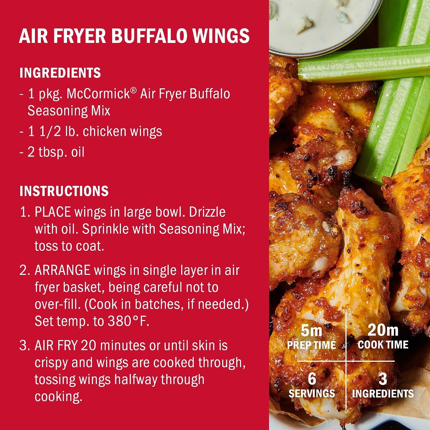image:imageMcCormick Air Fryer Buffalo Seasoning Mix 125 oz