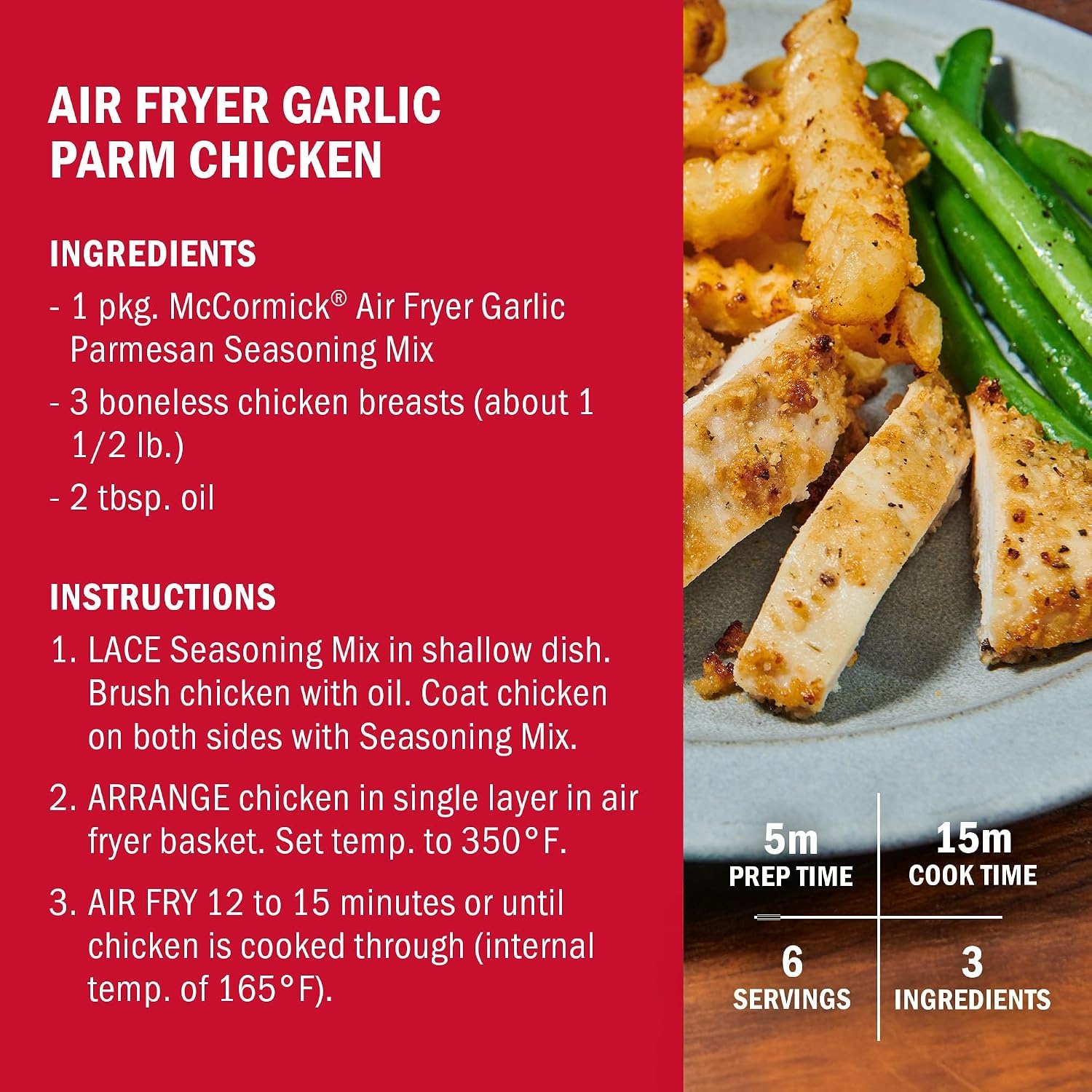 image:imageMcCormick Air Fryer Garlic Parmesan Seasoning Mix 125 oz