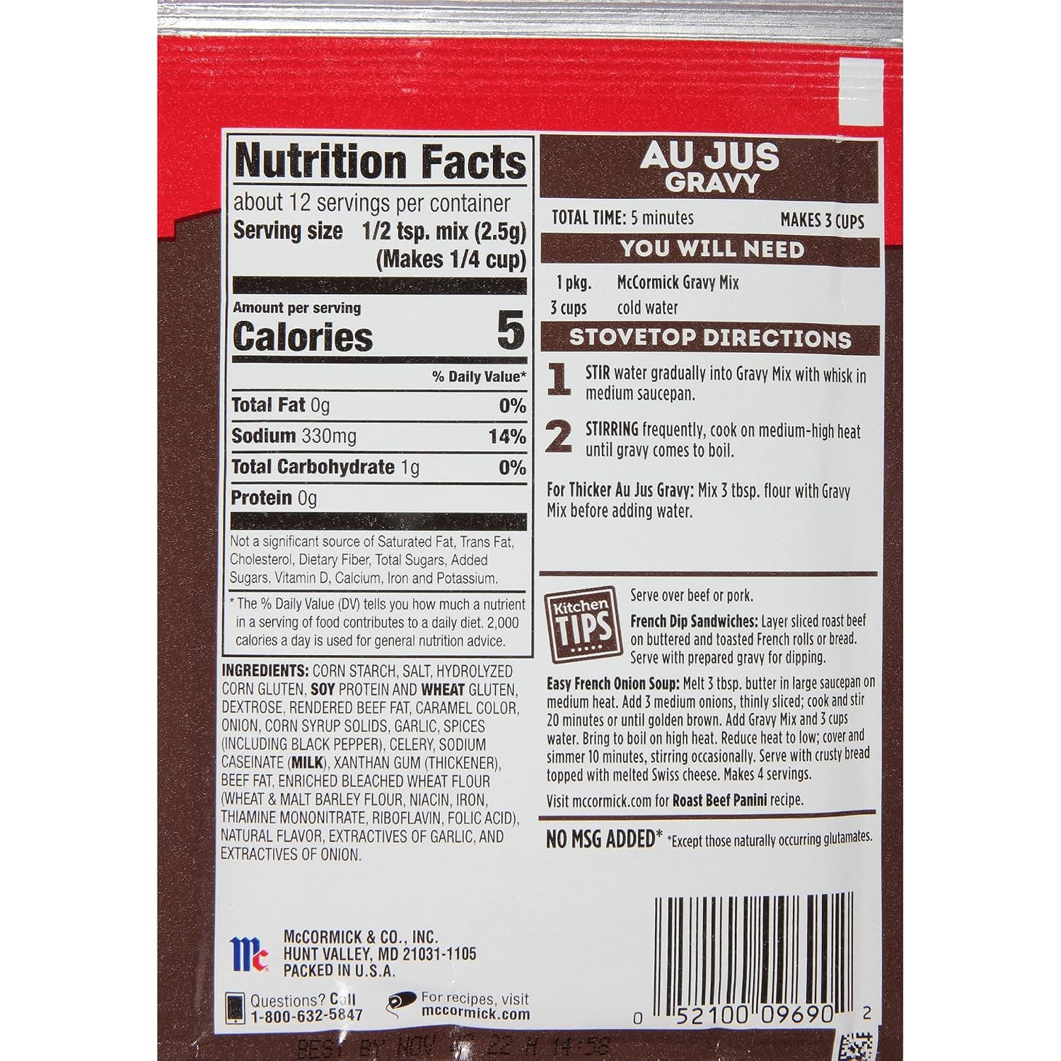 image:imageMcCormick Au Jus Gravy Mix 1 oz Pack of 12Beef