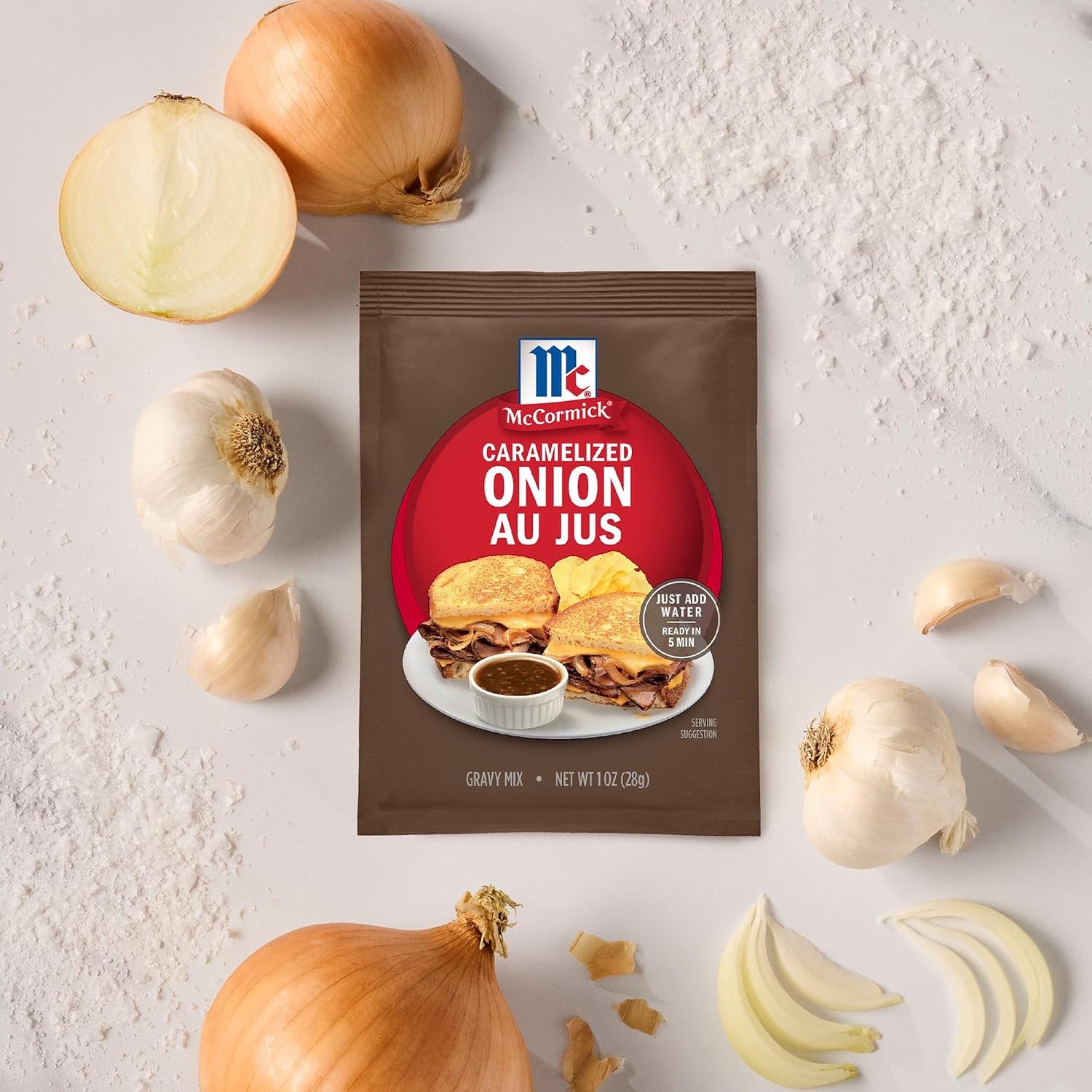 image:imageMcCormick Au Jus Gravy Mix Caramelized Onion 5Minute Gravy Great For Beef Pork French Dip Sandwiches Grilled Cheese and More 1 oz Pack of 12