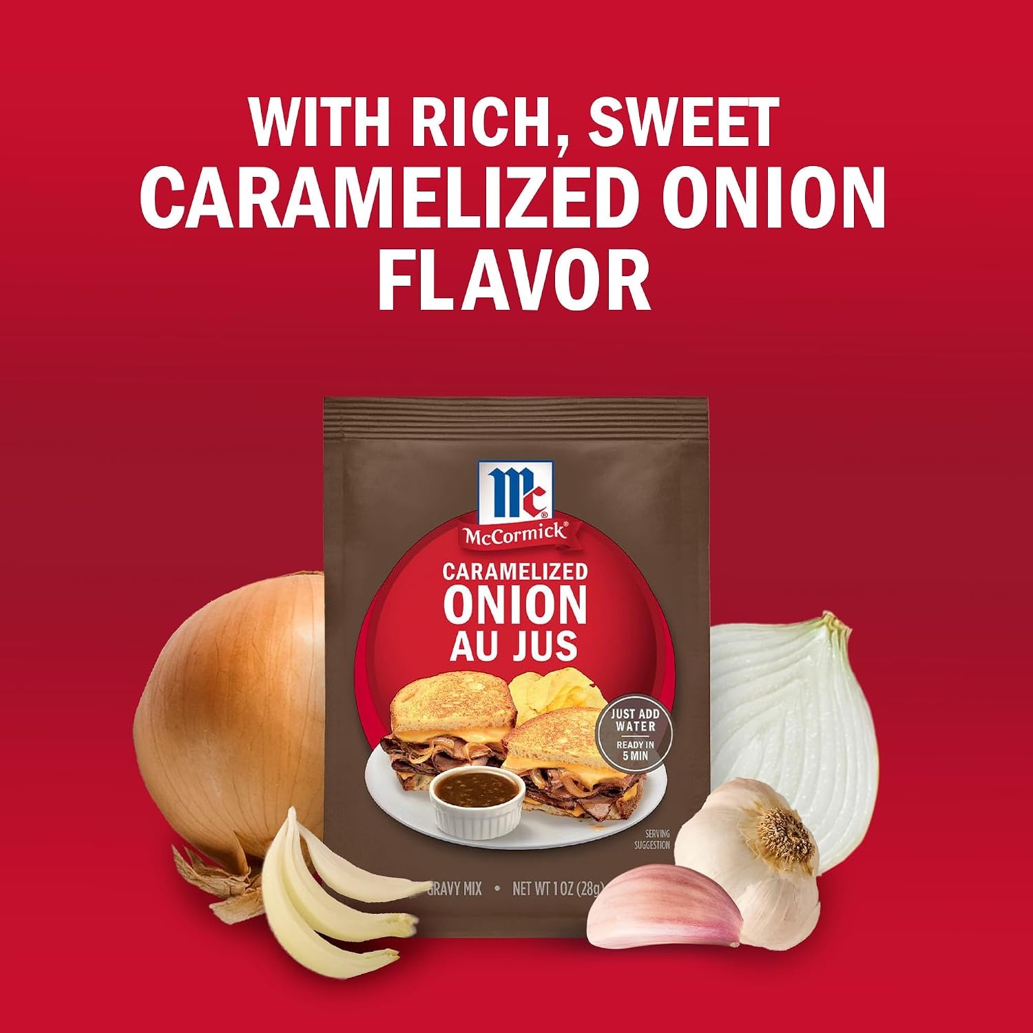image:imageMcCormick Au Jus Gravy Mix Caramelized Onion 5Minute Gravy Great For Beef Pork French Dip Sandwiches Grilled Cheese and More 1 oz Pack of 12