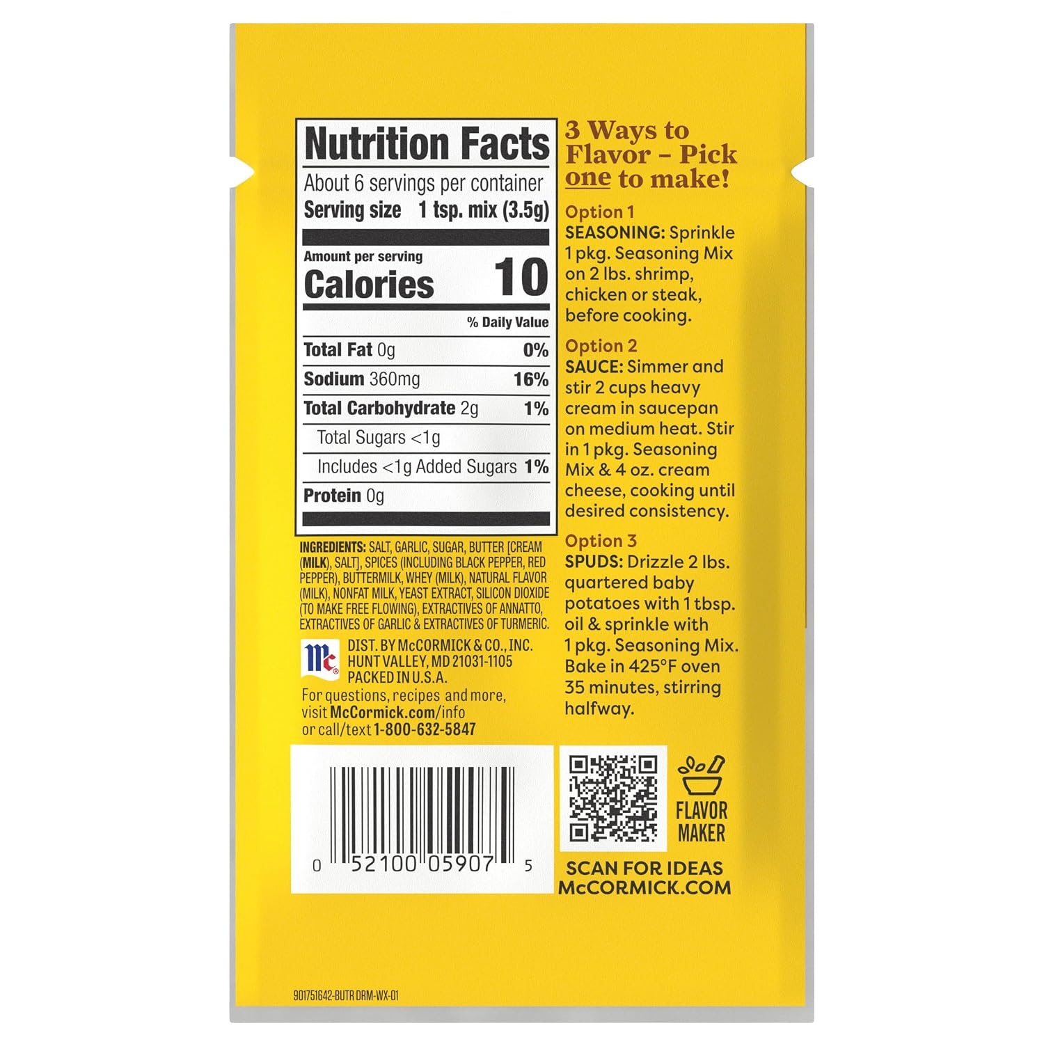 image:imageMcCormick Butter Seasoning Mix Flavor Maker 075 oz Pack of 12Butter