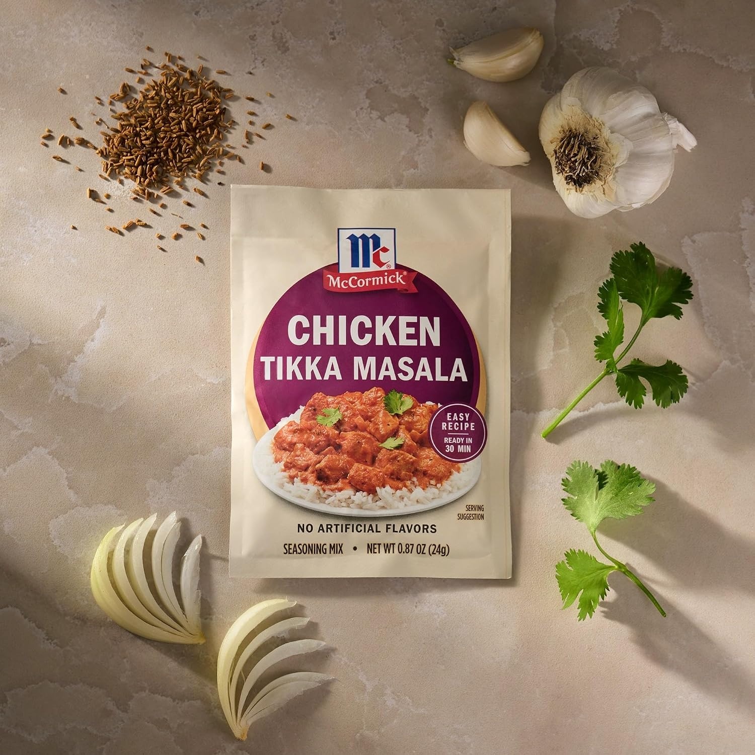 image:imageMcCormick Chicken Tikka Masala Seasoning Mix Aromatic amp Flavorful Easy Recipe Ready in 30 Minutes Spices Garlic Onion Makes 6 Servings No Artificial Colors 87 g