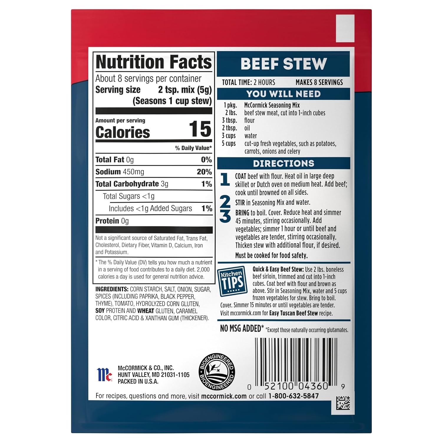 image:imageMcCormick Classic Beef Stew Seasoning Mix Packet 15 oz15 Ounce Pack of 1