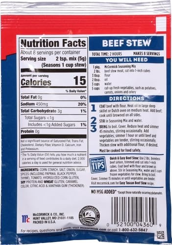 image:imageMcCormick Classic Beef Stew Seasoning Mix Packet 15 oz15 Ounce Pack of 4