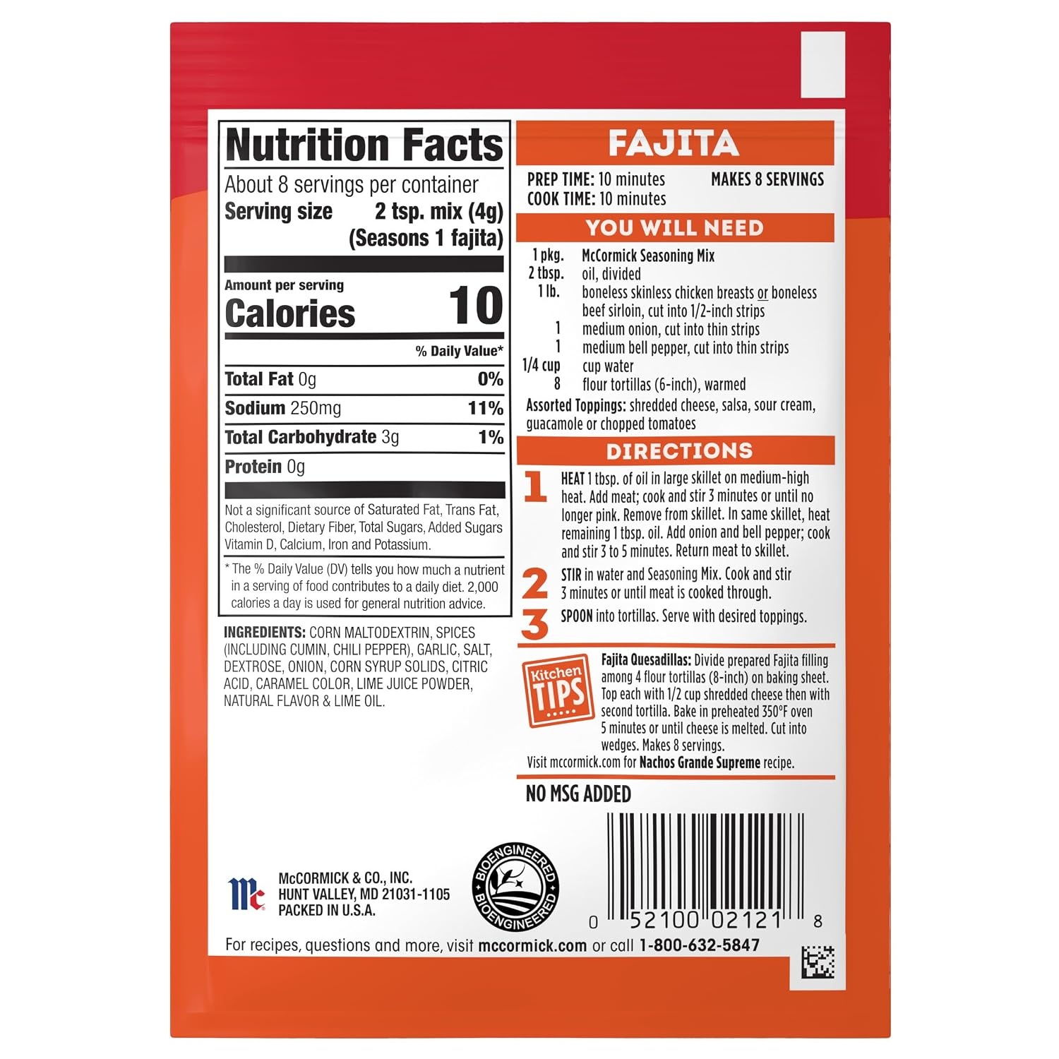 image:imageMcCormick Fajita Seasoning Mix 112 oz Pack of 12112 Ounce Pack of 1