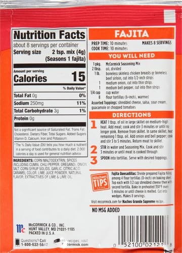 image:imageMcCormick Fajita Seasoning Mix 112 oz Pack of 12112 Ounce Pack of 5