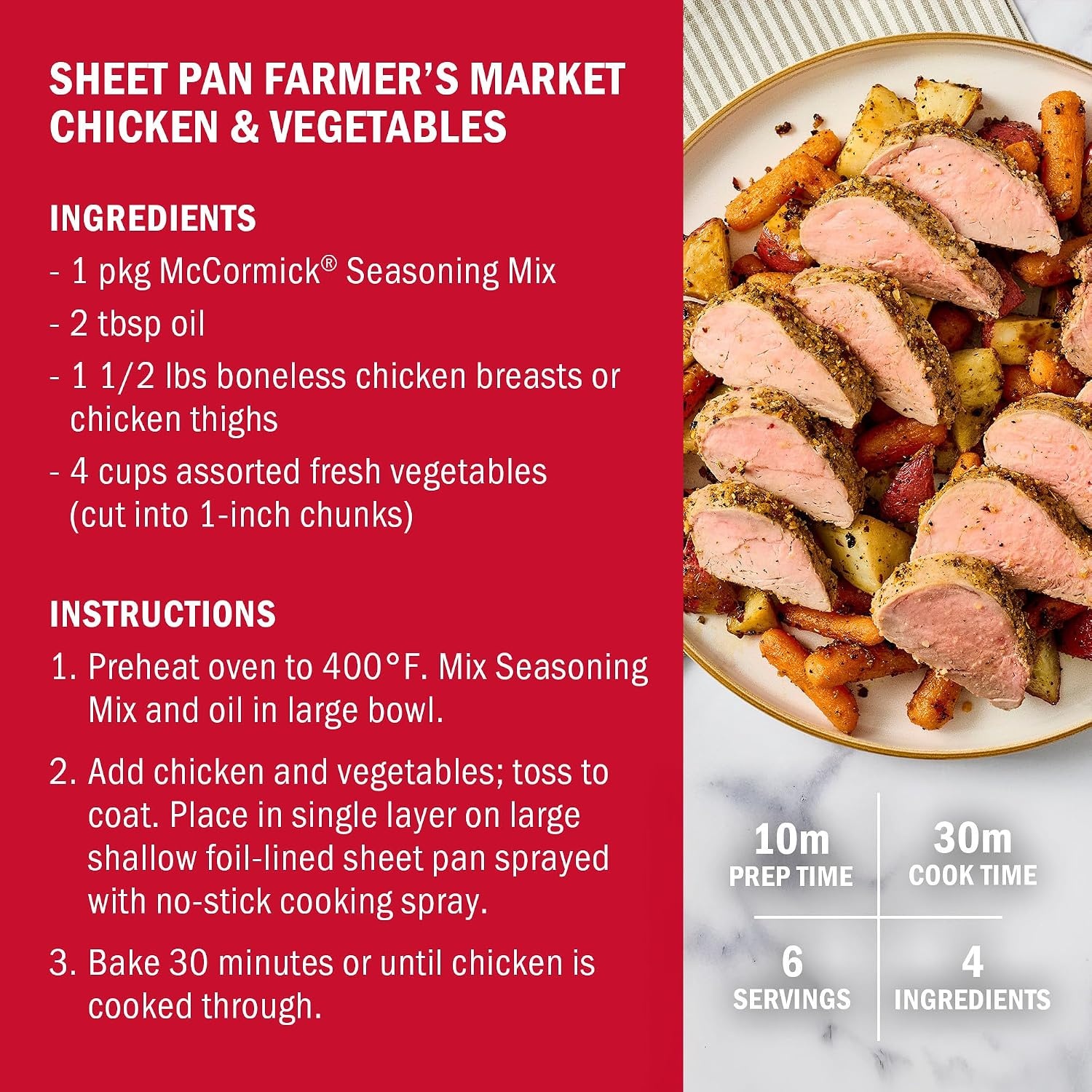 image:imageMcCormick Farmers Market Chicken amp Vegetables Seasoning Mix 125 oz125 Ounce Pack of 1