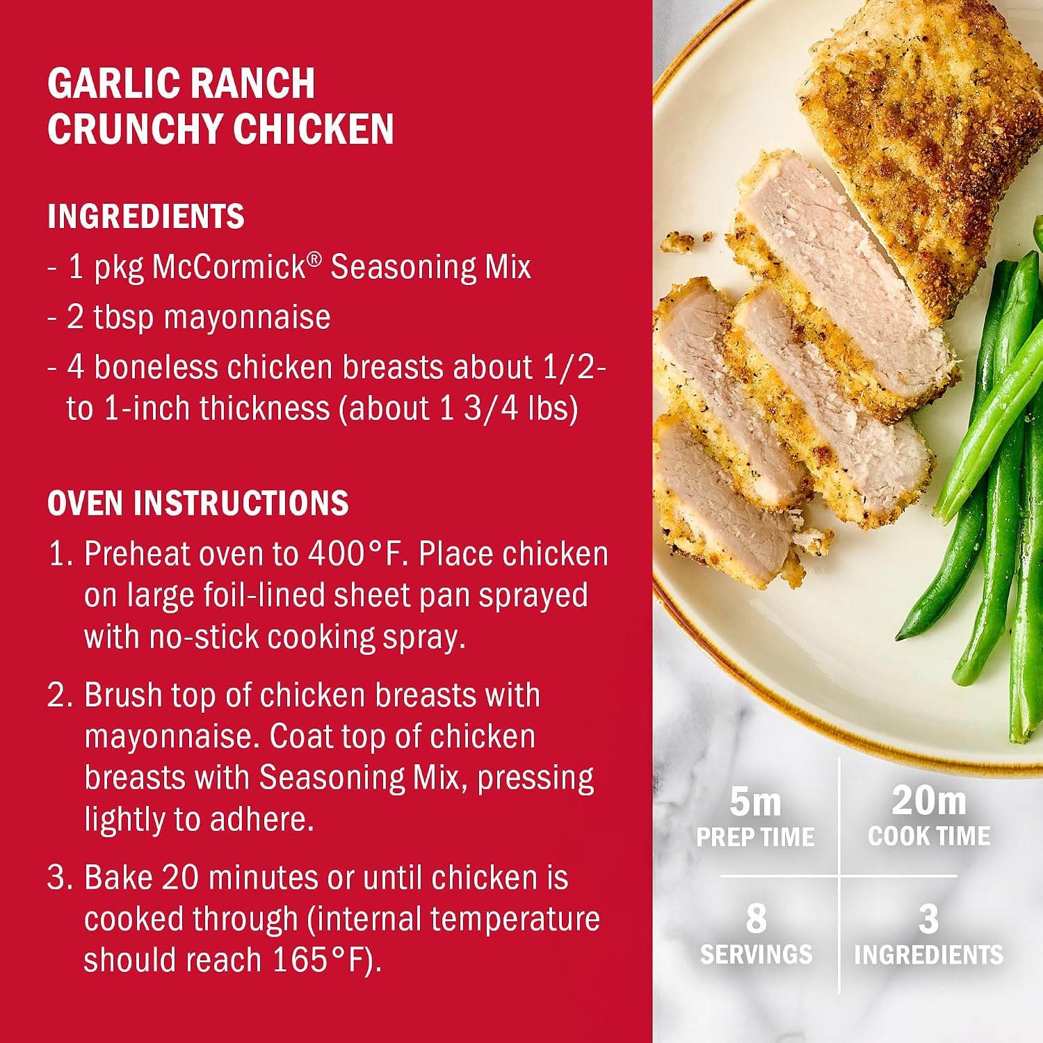image:imageMcCormick Garlic Ranch Crunchy Chicken Seasoning Mix 125 oz