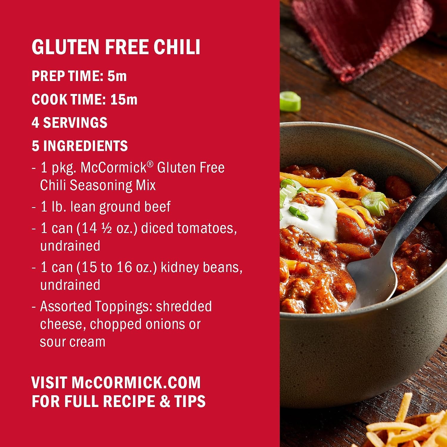 image:imageMcCormick Gluten Free Chili Seasoning Mix 1 Oz1 Ounce Pack of 1