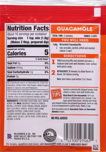 image:imageMcCormick Guacamole Seasoning Mix 1 oz1 Ounce Pack of 4
