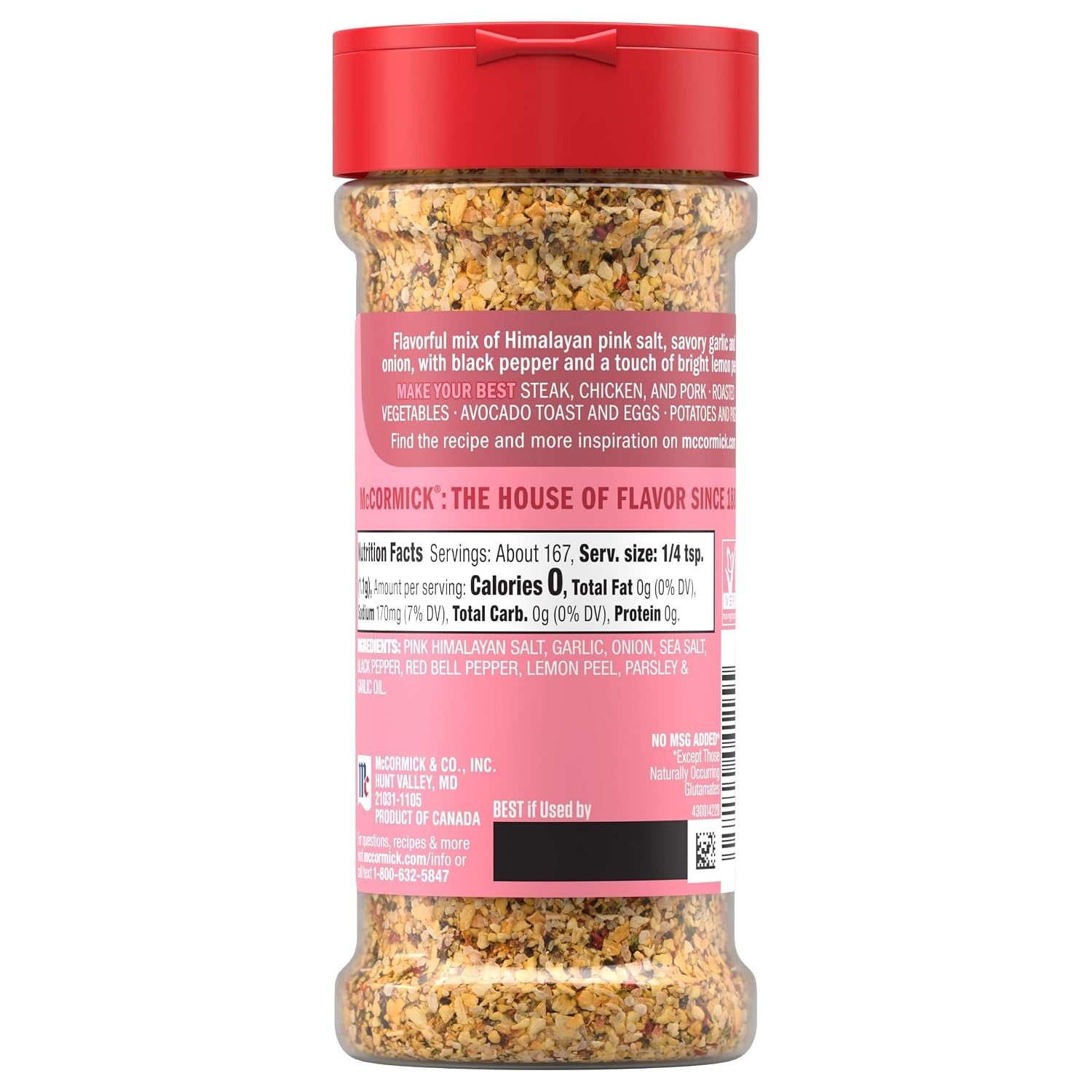 image:imageMcCormick Himalayan Pink Salt with Black Pepper and Garlic All Purpose Seasoning 185 oz65 Ounce Pack of 1