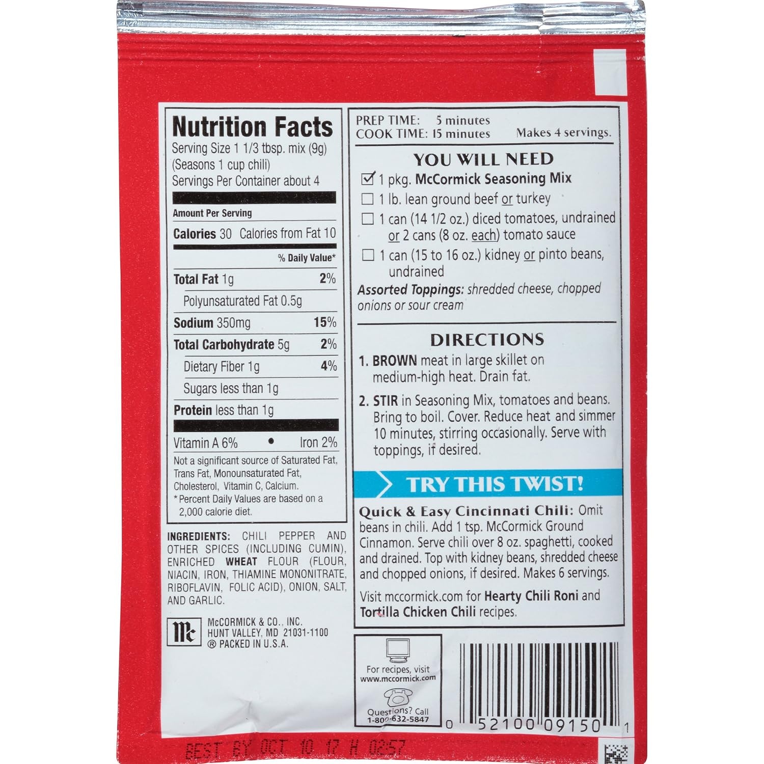 image:imageMcCormick Hot Chili Seasoning Mix 125 oz Pack of 12125 Ounce Pack of 1