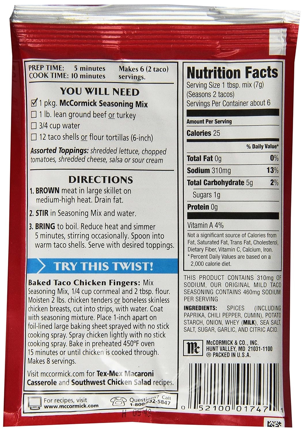 image:imageMcCormick Hot Taco Seasoning Mix 1 oz Pack of 1215 Ounce Pack of 12