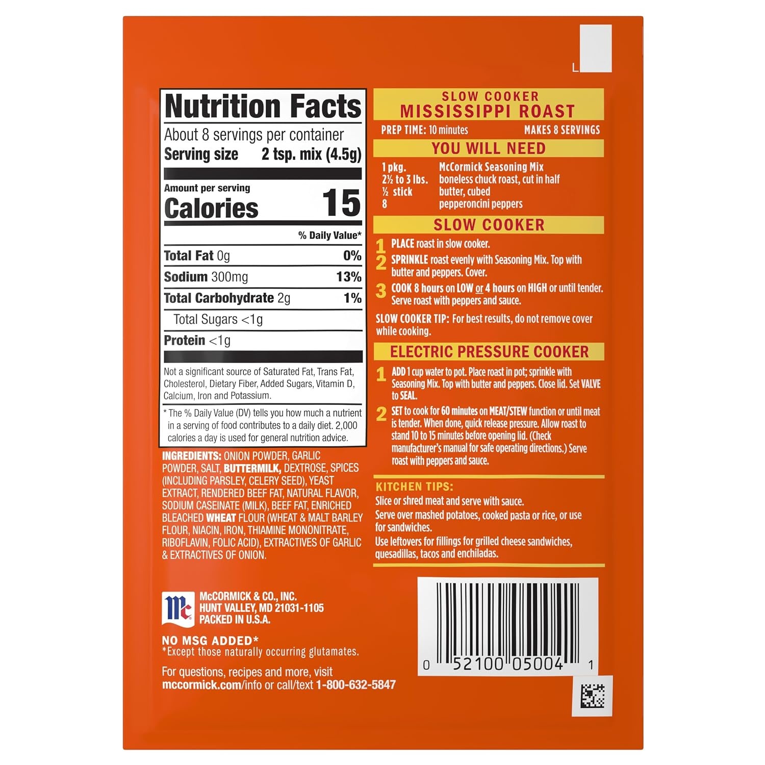 image:imageMcCormick Instant Pot Mississippi Roast Seasoning Mix 125 oz
