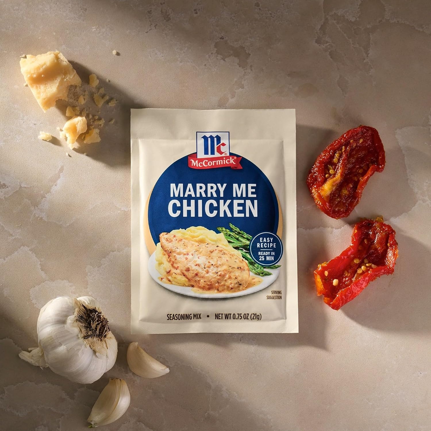 image:imageMcCormick Marry Me Chicken Seasoning Mix Savory amp Creamy Easy Recipe Ready in 25 Minutes Made with Garlic SunDried Tomato Parmesan Cheese Red Bell Pepper Makes 5 Servings 75 g
