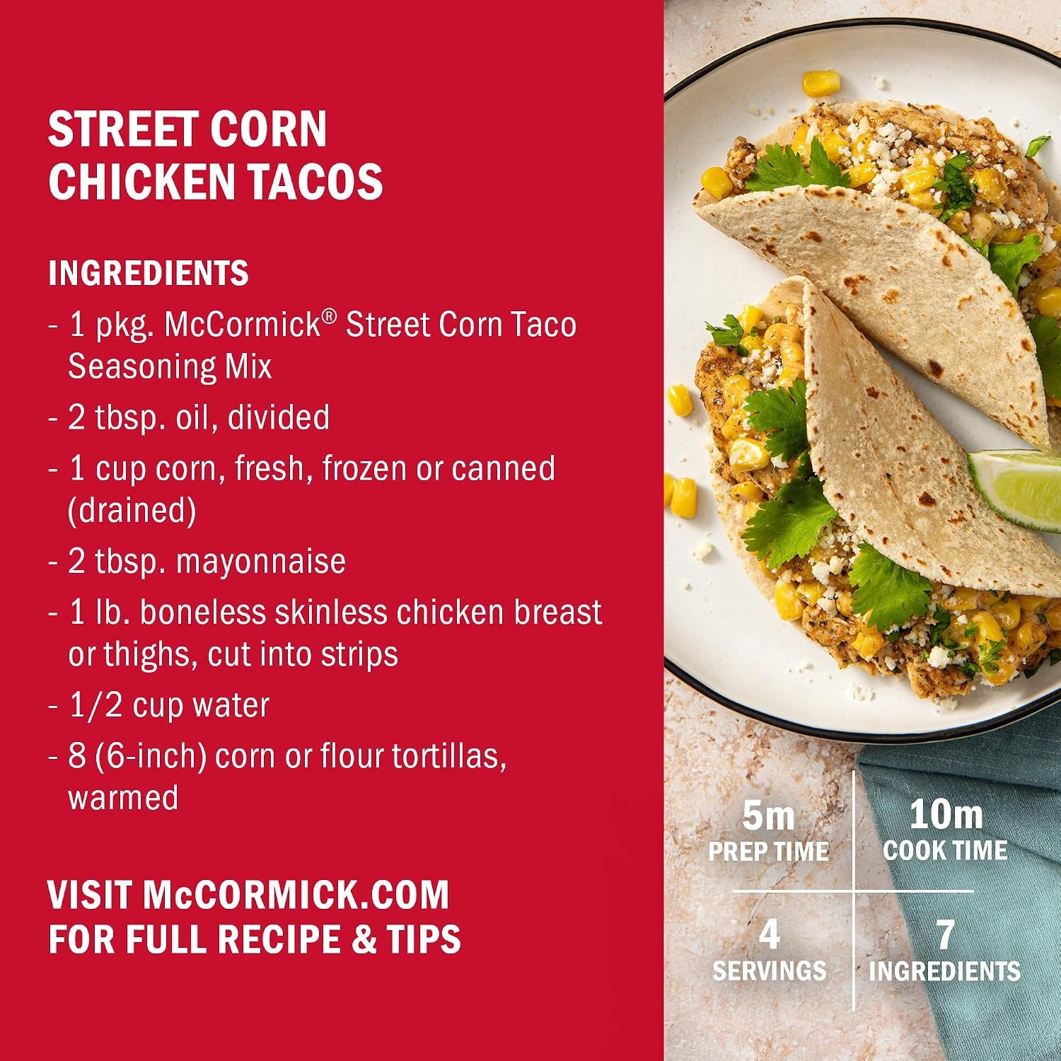 image:imageMcCormick Mexican Style Street Corn Taco Seasoning Mix 1 oz