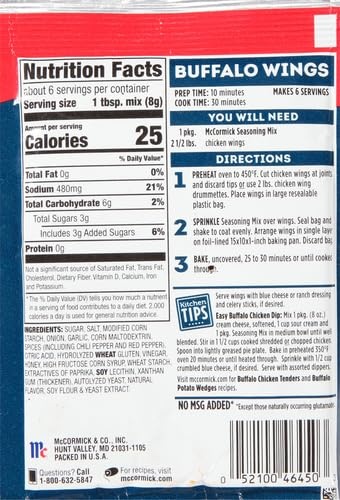 image:imageMcCormick Original Buffalo Wings Seasoning Mix 16 oz16 Ounce Pack of 6