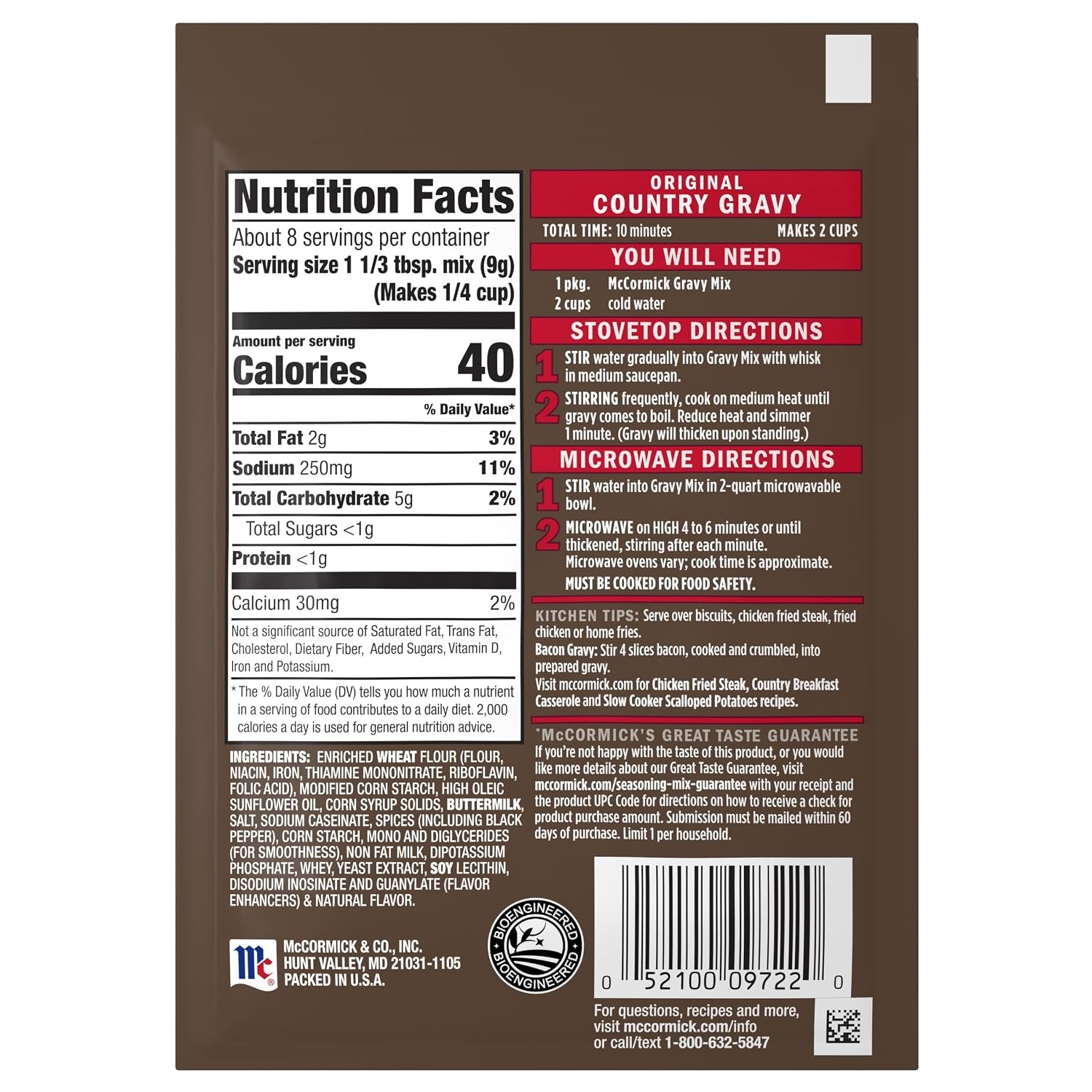image:imageMcCormick Original Country Gravy Mix 264 oz264 Ounce Pack of 1