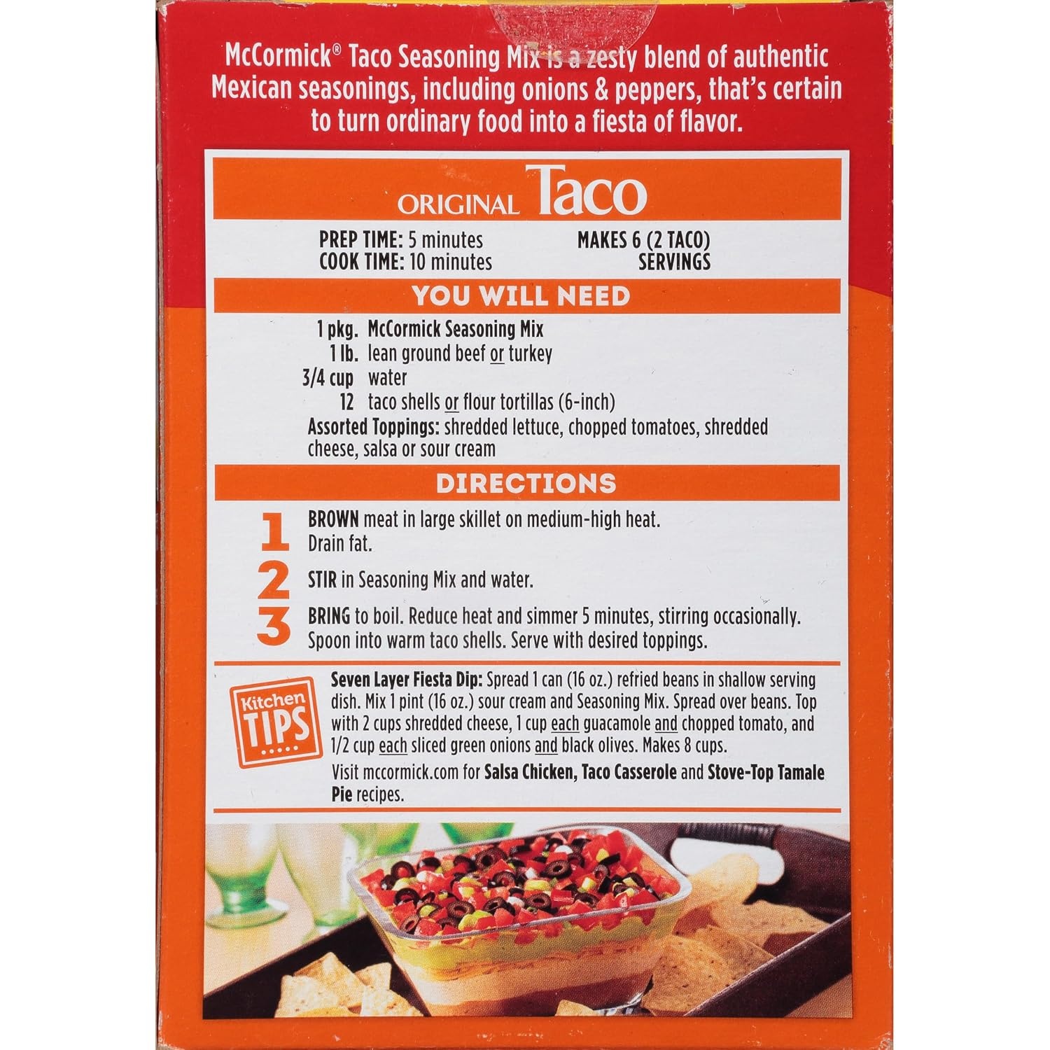 image:imageMcCormick Original Taco Seasoning Mix 6 lb Six Pound Container of Taco Seasoning Mix Best for Seasoning Ground Beef Turkey Chicken Burgers Tacos Rice and Vegetables12 Ounce Pack of 1