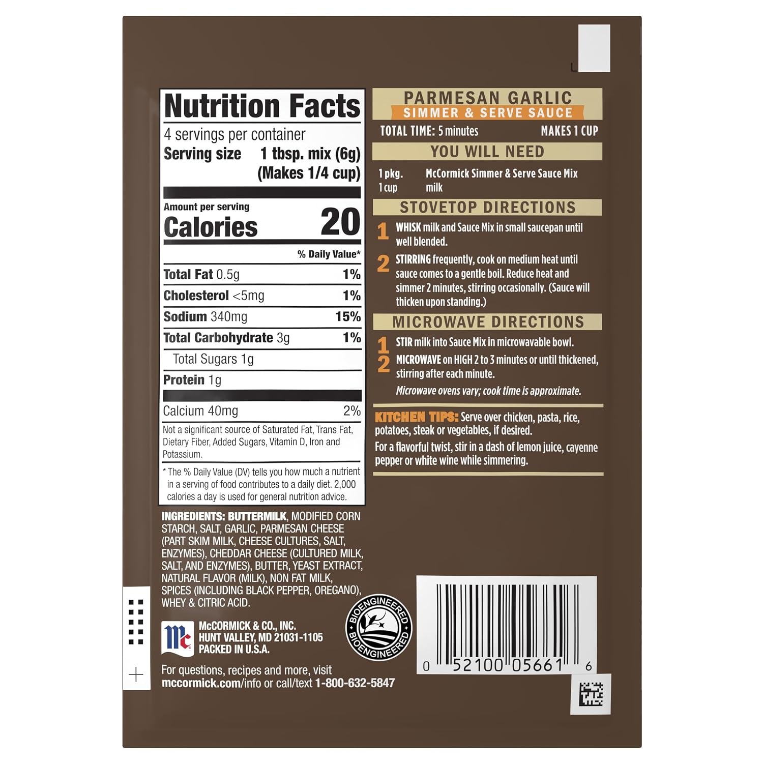 image:imageMcCormick Parmesan Garlic Simmer amp Serve Sauce Mix 087 oz