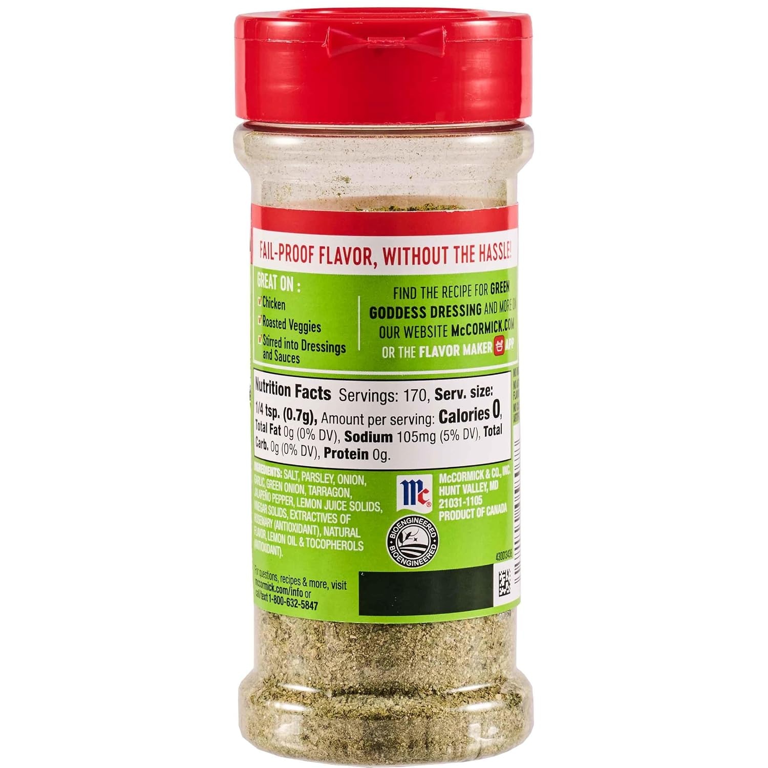 image:imageMcCormick Perfect Pinch Seasoning Spicy Italian For Adding Italian Flavor with a Kick to Pizza Pasta Dressings amp Sauces 388 ozGreen Goddess