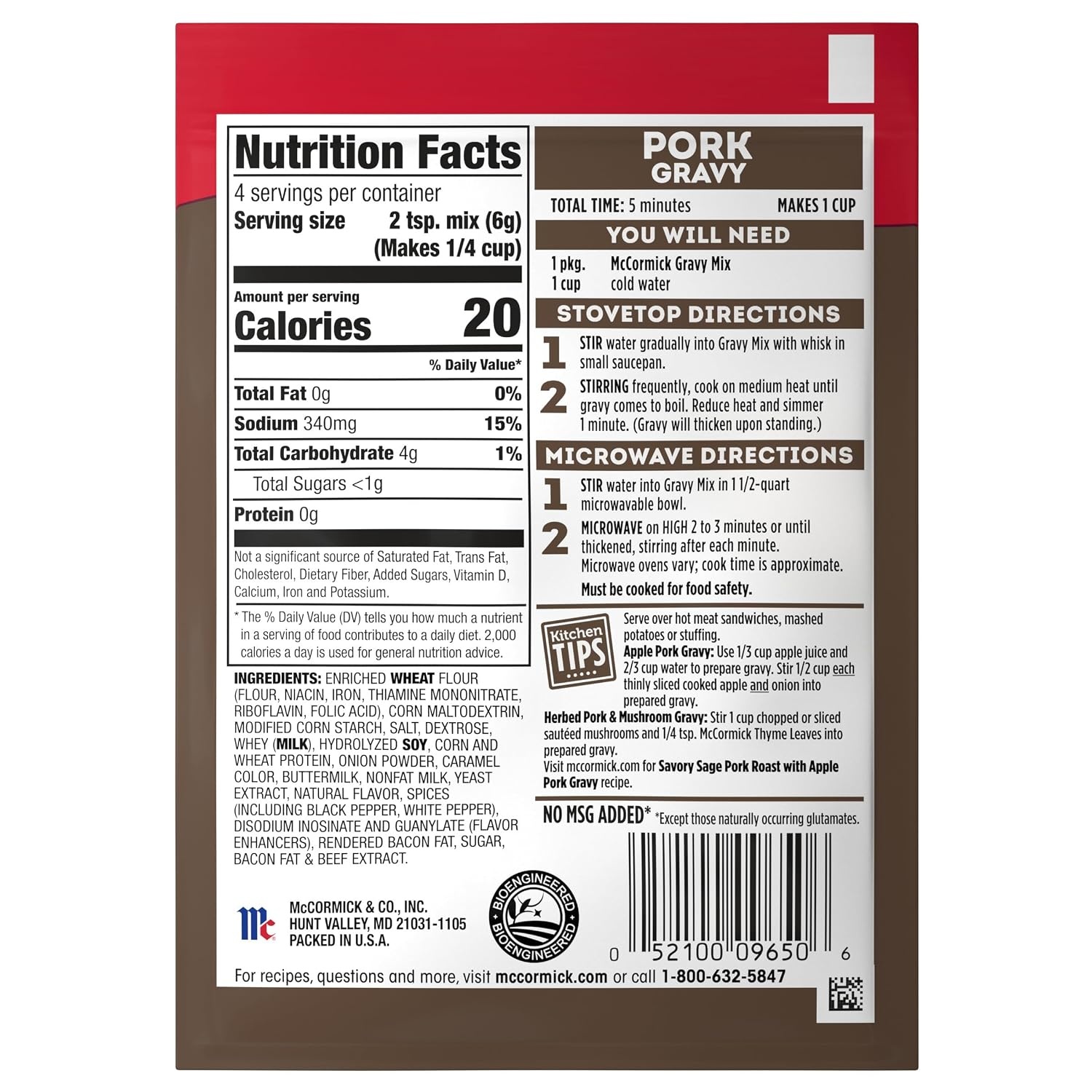 image:imageMcCormick Pork Gravy Mix 087 oz Pack of 12Pork Gravy Mix