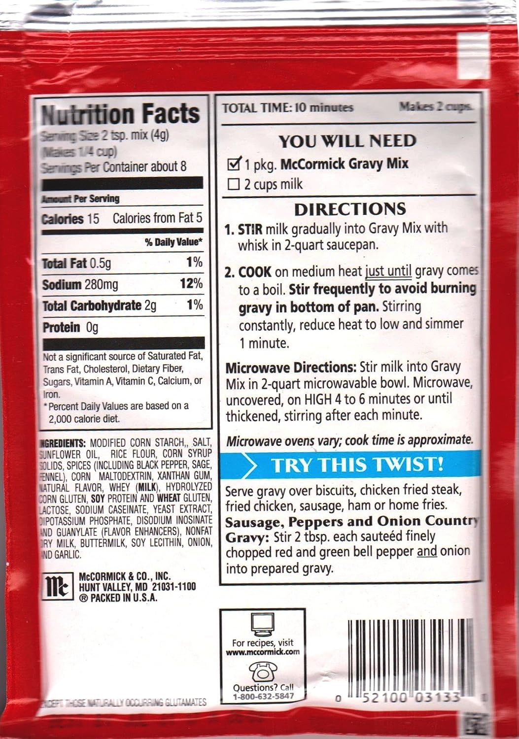 image:imageMcCormick Sausage Flavor Country Gravy Mix 264 ozSausage