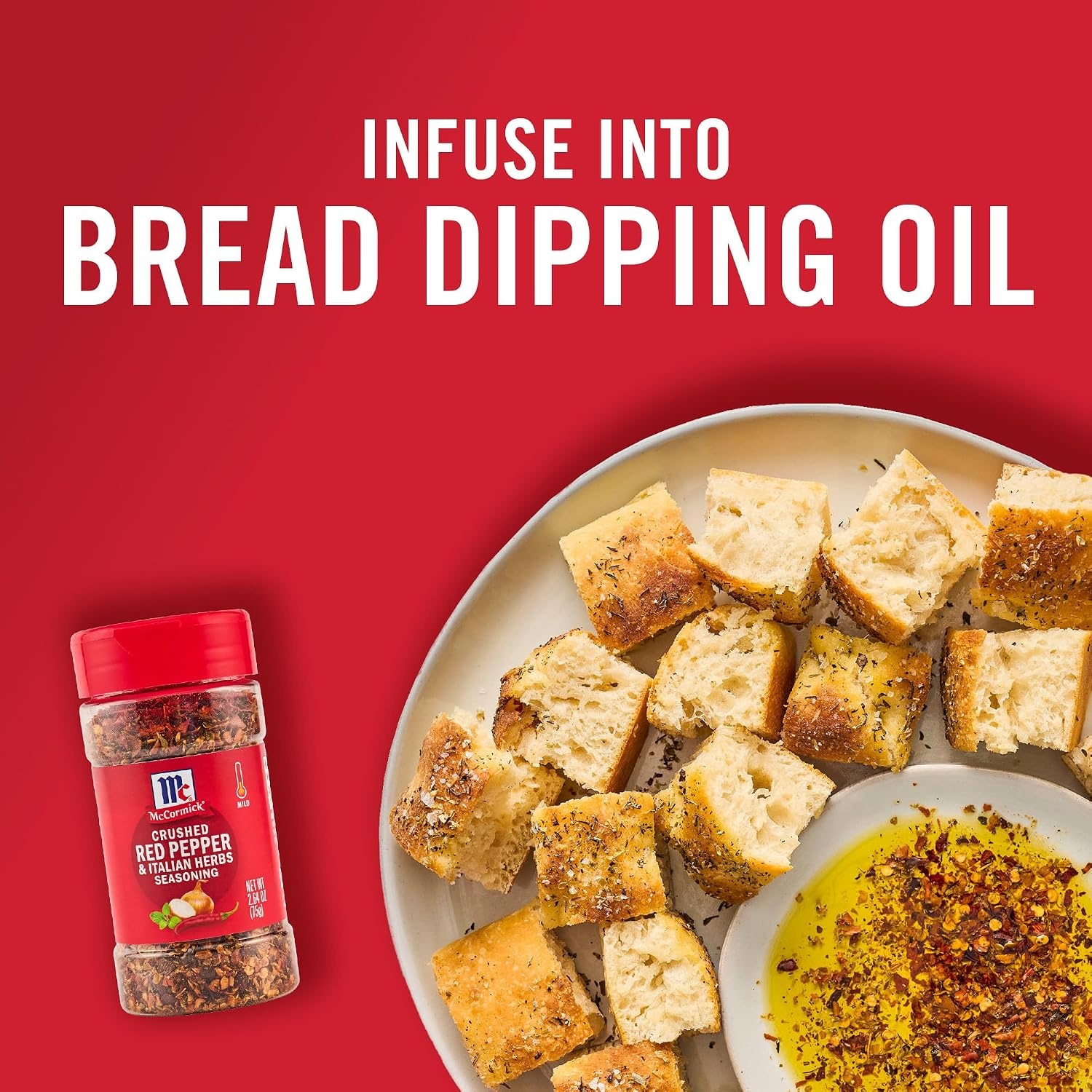 image:imageMcCormick Seasoning Crushed Red Pepper amp Italian Herbs Robust Italian Seasoning for Garlic Bread Pasta Dip and More 264 oz