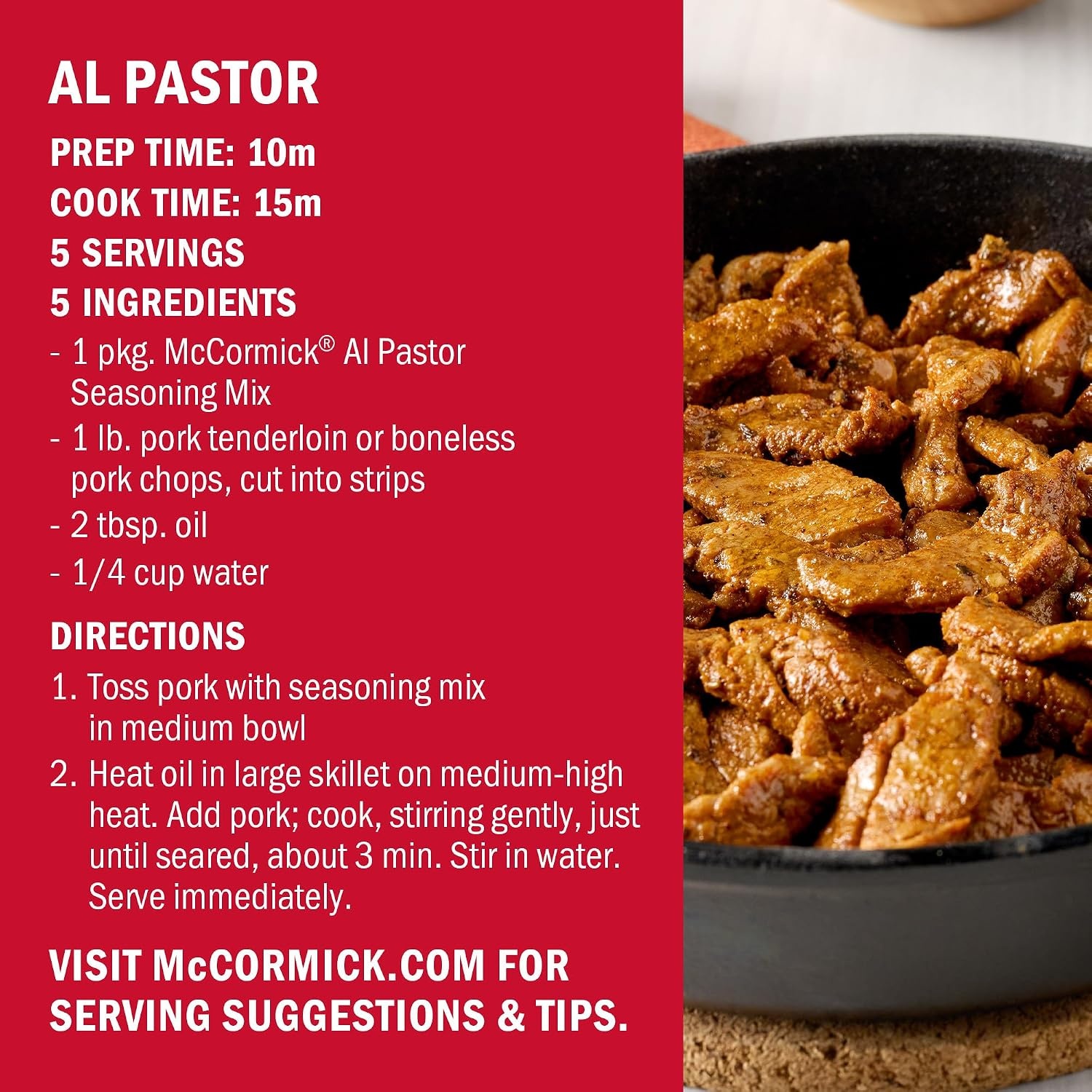 image:imageMcCormick Seasoning Mix Al Pastor Smoky Tangy amp Savory Al Pastor for Tacos Rice Bowls amp Burritos Ready to Serve In 20 Minutes 075 oz