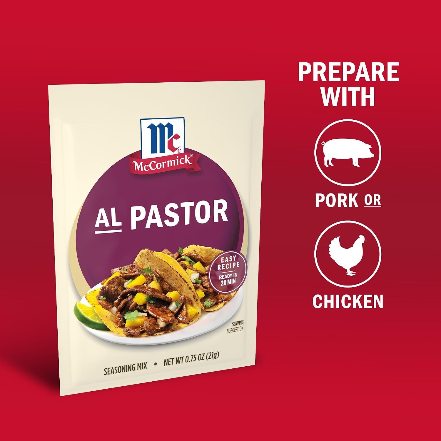 image:imageMcCormick Seasoning Mix Al Pastor Smoky Tangy amp Savory Al Pastor for Tacos Rice Bowls amp Burritos Ready to Serve In 20 Minutes 075 oz