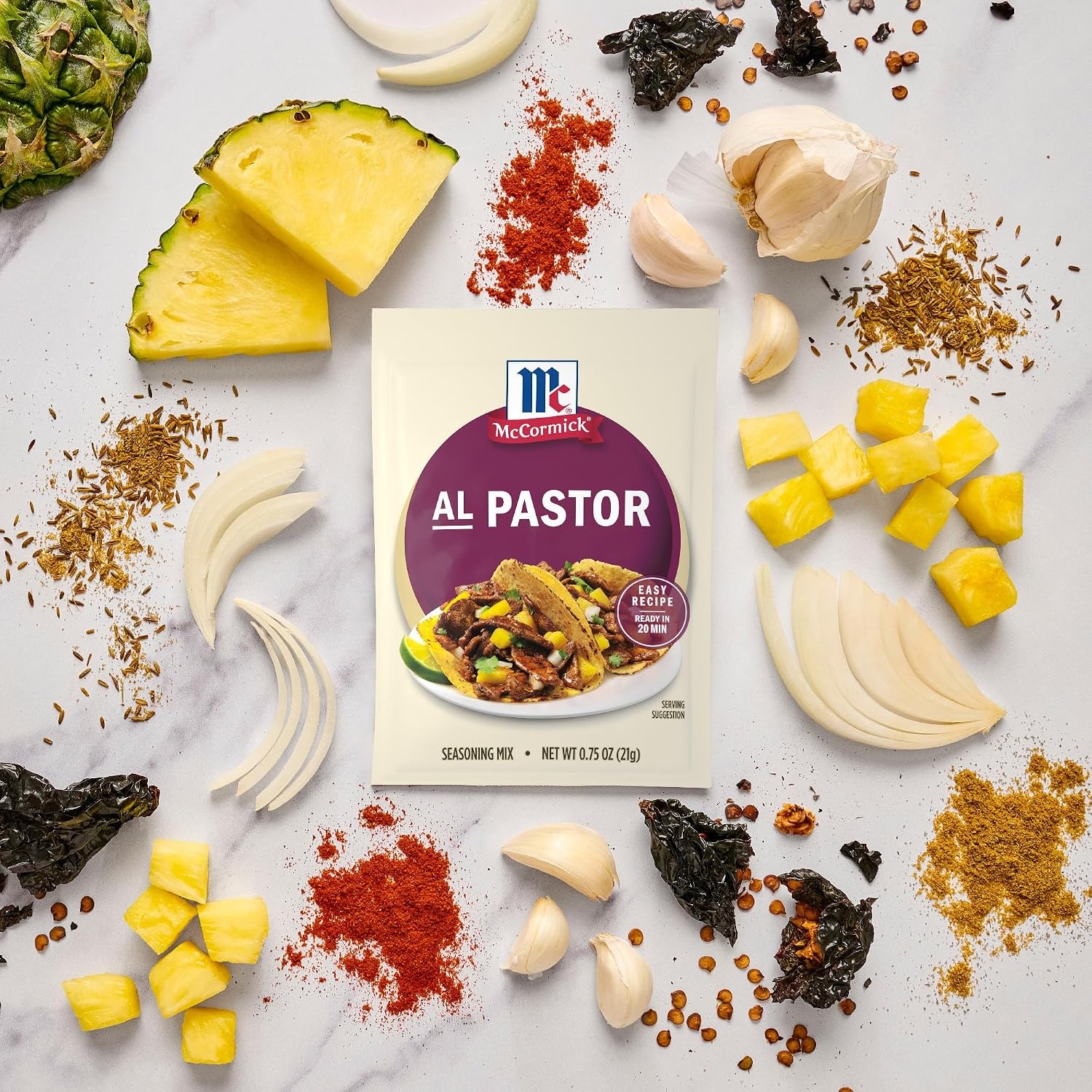 image:imageMcCormick Seasoning Mix Al Pastor Smoky Tangy amp Savory Al Pastor for Tacos Rice Bowls amp Burritos Ready to Serve In 20 Minutes 075 oz