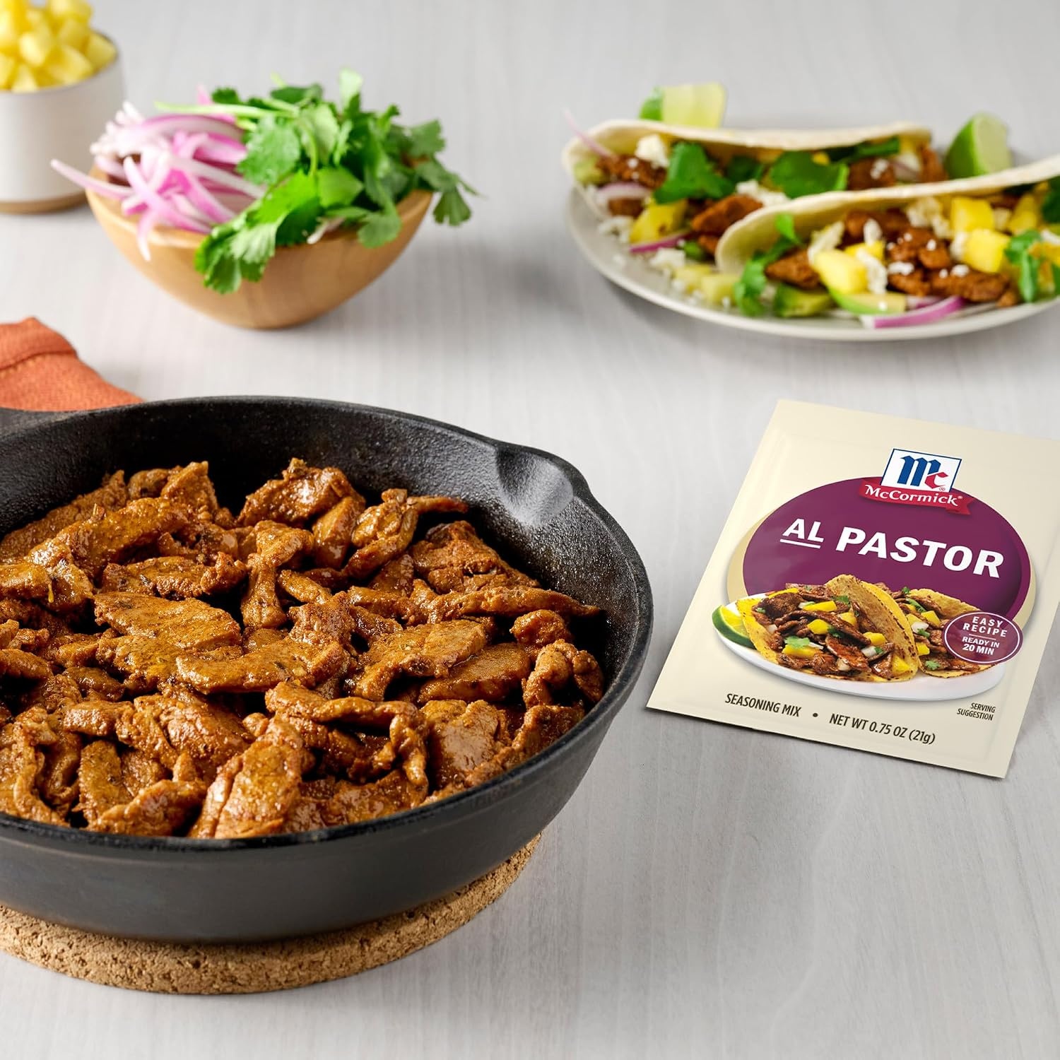 image:imageMcCormick Seasoning Mix Al Pastor Smoky Tangy amp Savory Al Pastor for Tacos Rice Bowls amp Burritos Ready to Serve In 20 Minutes 075 oz
