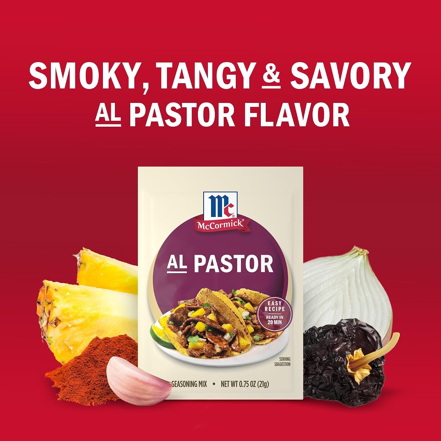 image:imageMcCormick Seasoning Mix Al Pastor Smoky Tangy amp Savory Al Pastor for Tacos Rice Bowls amp Burritos Ready to Serve In 20 Minutes 075 oz