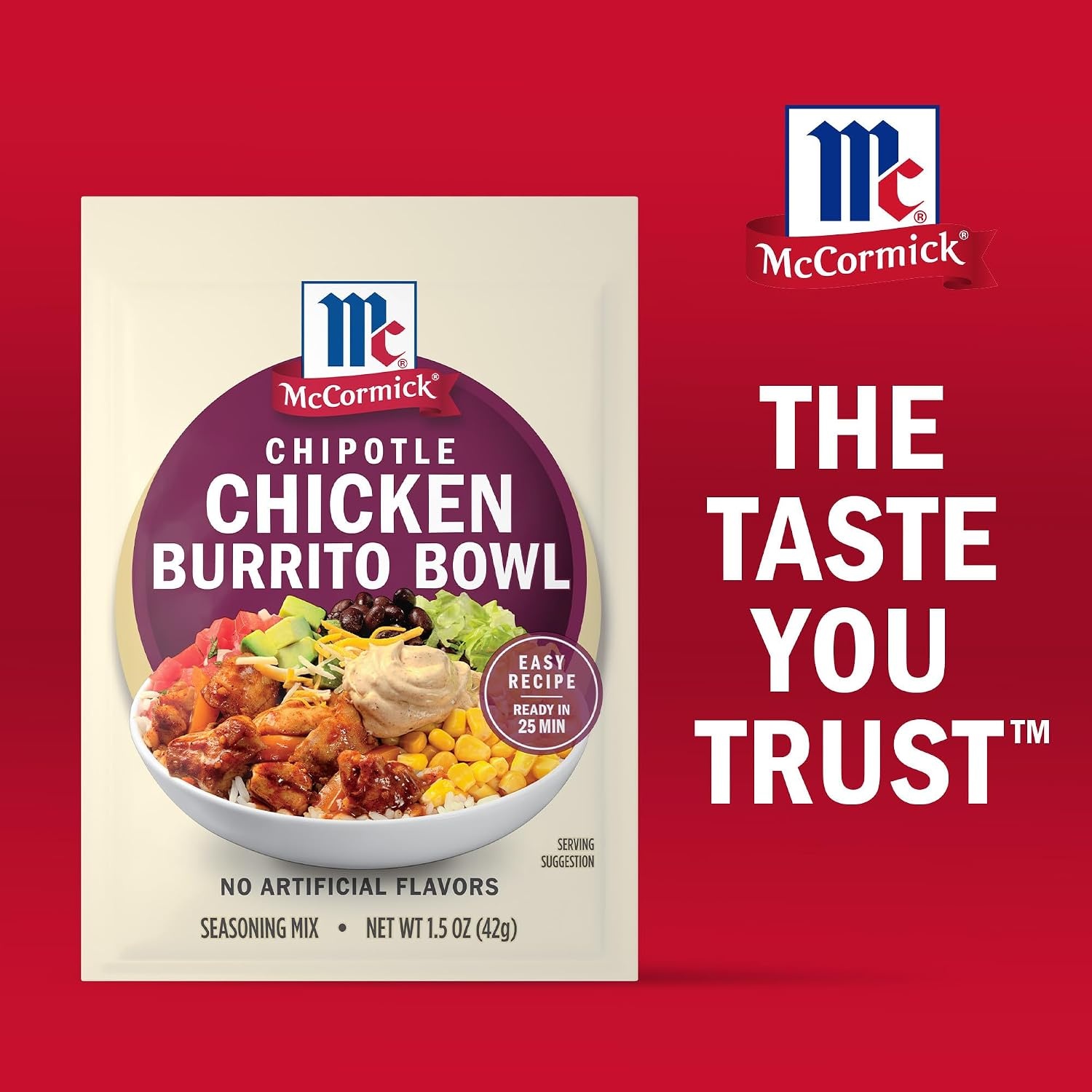 image:imageMcCormick Seasoning Mix Chipotle Chicken Burrito Bowl Zesty No Artificial Flavors Use with Chicken Steak Pork Shrimp Black Beans Vegetables Rice and More 15 oz Pack of 12