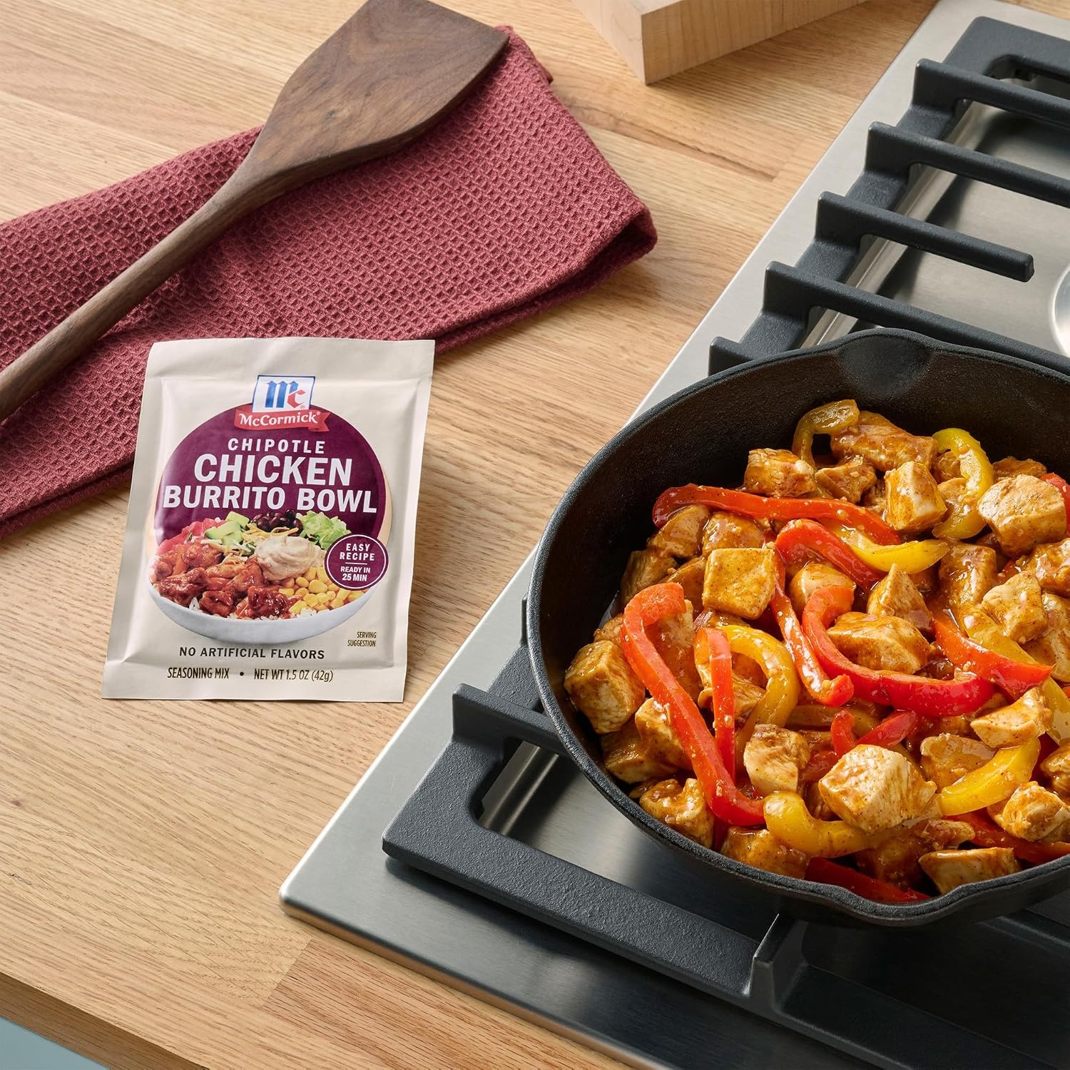 image:imageMcCormick Seasoning Mix Chipotle Chicken Burrito Bowl Zesty No Artificial Flavors Use with Chicken Steak Pork Shrimp Black Beans Vegetables Rice and More 15 oz Pack of 12