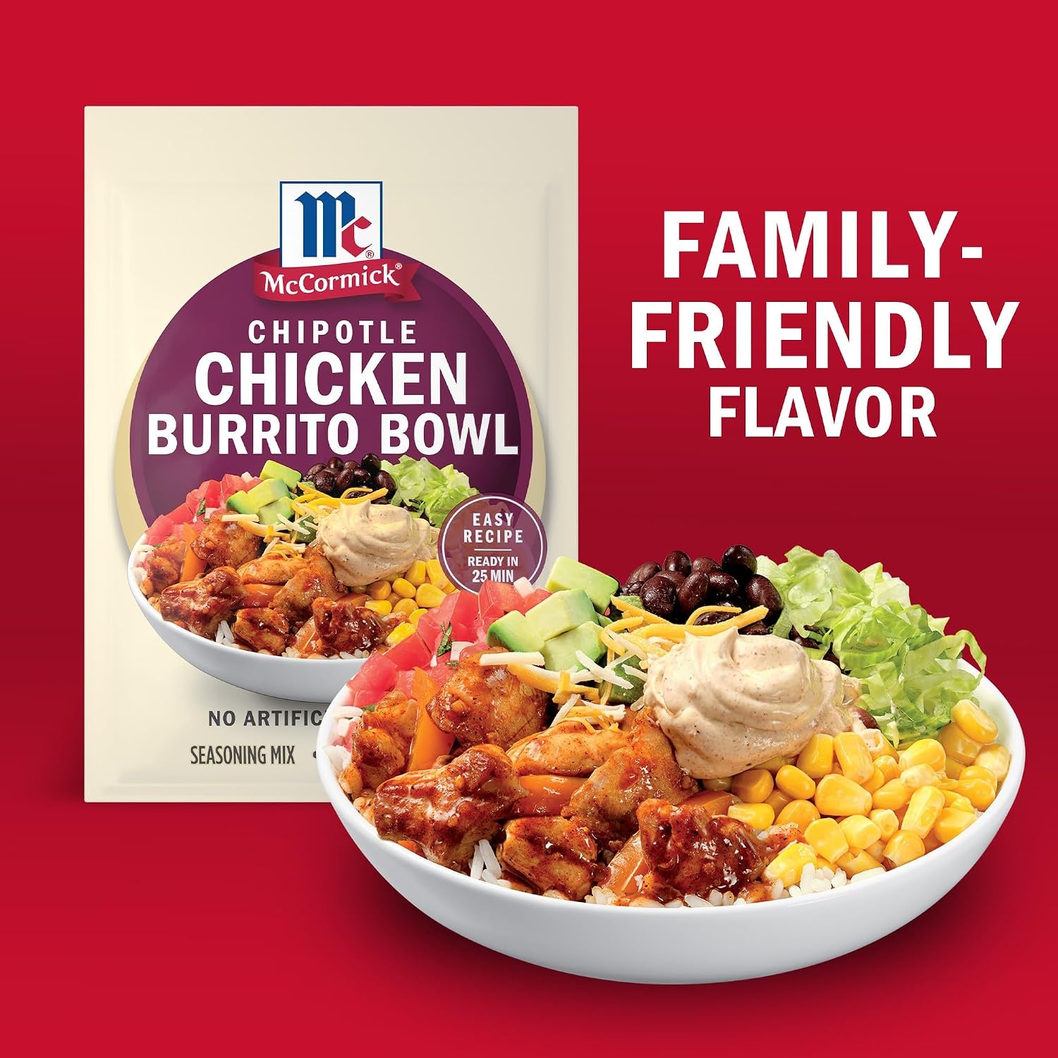 image:imageMcCormick Seasoning Mix Chipotle Chicken Burrito Bowl Zesty No Artificial Flavors Use with Chicken Steak Pork Shrimp Black Beans Vegetables Rice and More 15 oz
