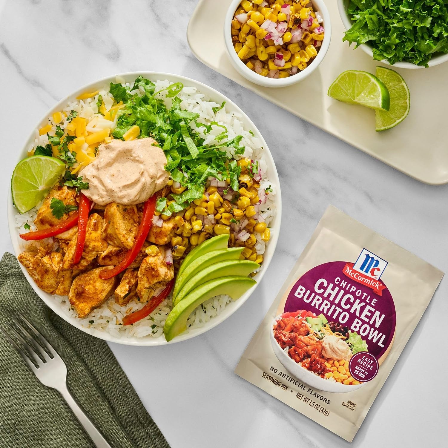 image:imageMcCormick Seasoning Mix Chipotle Chicken Burrito Bowl Zesty No Artificial Flavors Use with Chicken Steak Pork Shrimp Black Beans Vegetables Rice and More 15 oz