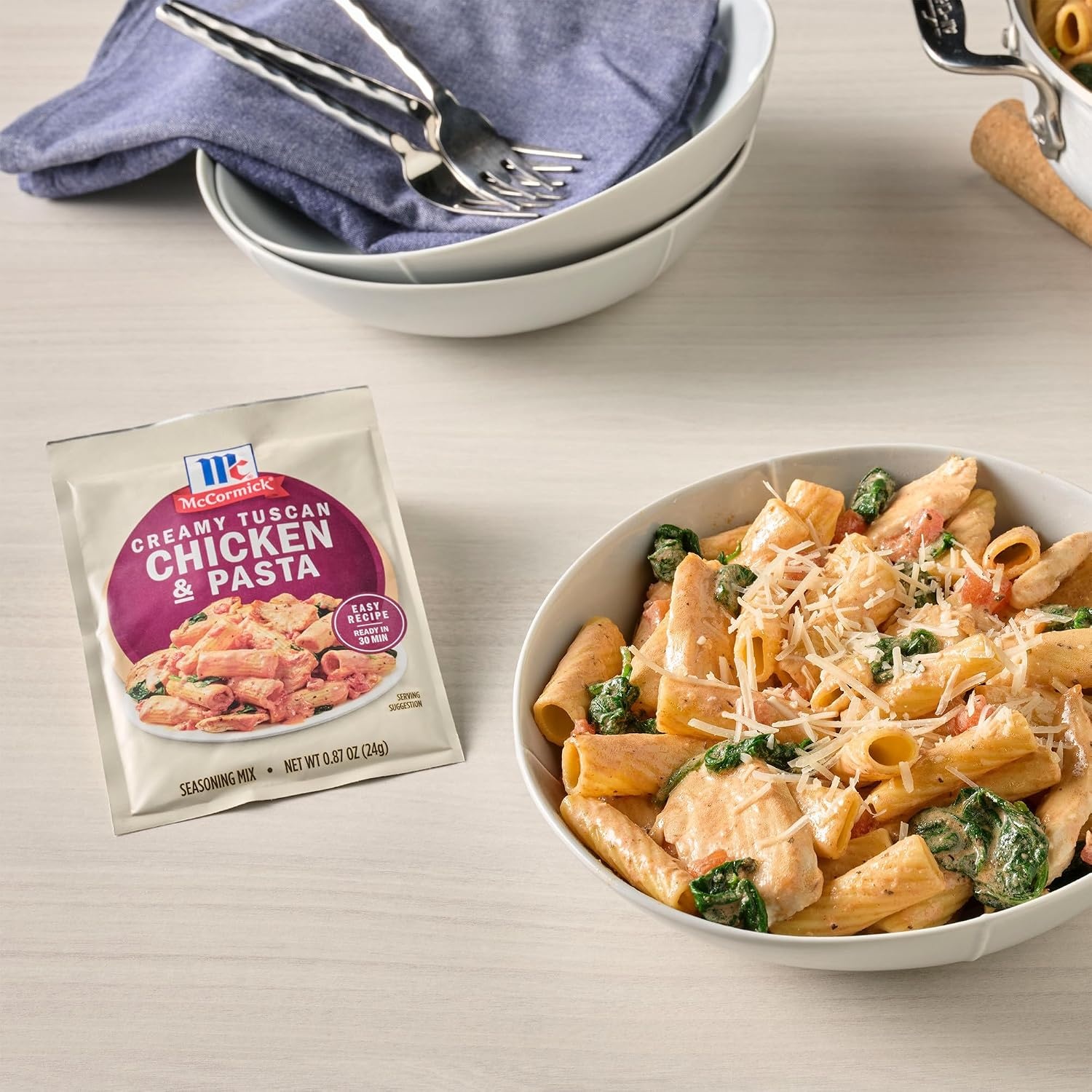 image:imageMcCormick Seasoning Mix Creamy Tuscan Chicken amp Pasta Cream Sauce Mediterranean Italian Seasoning Use with Chicken Rigatoni Penne Baby Spinach and More 087 oz Pack of 12